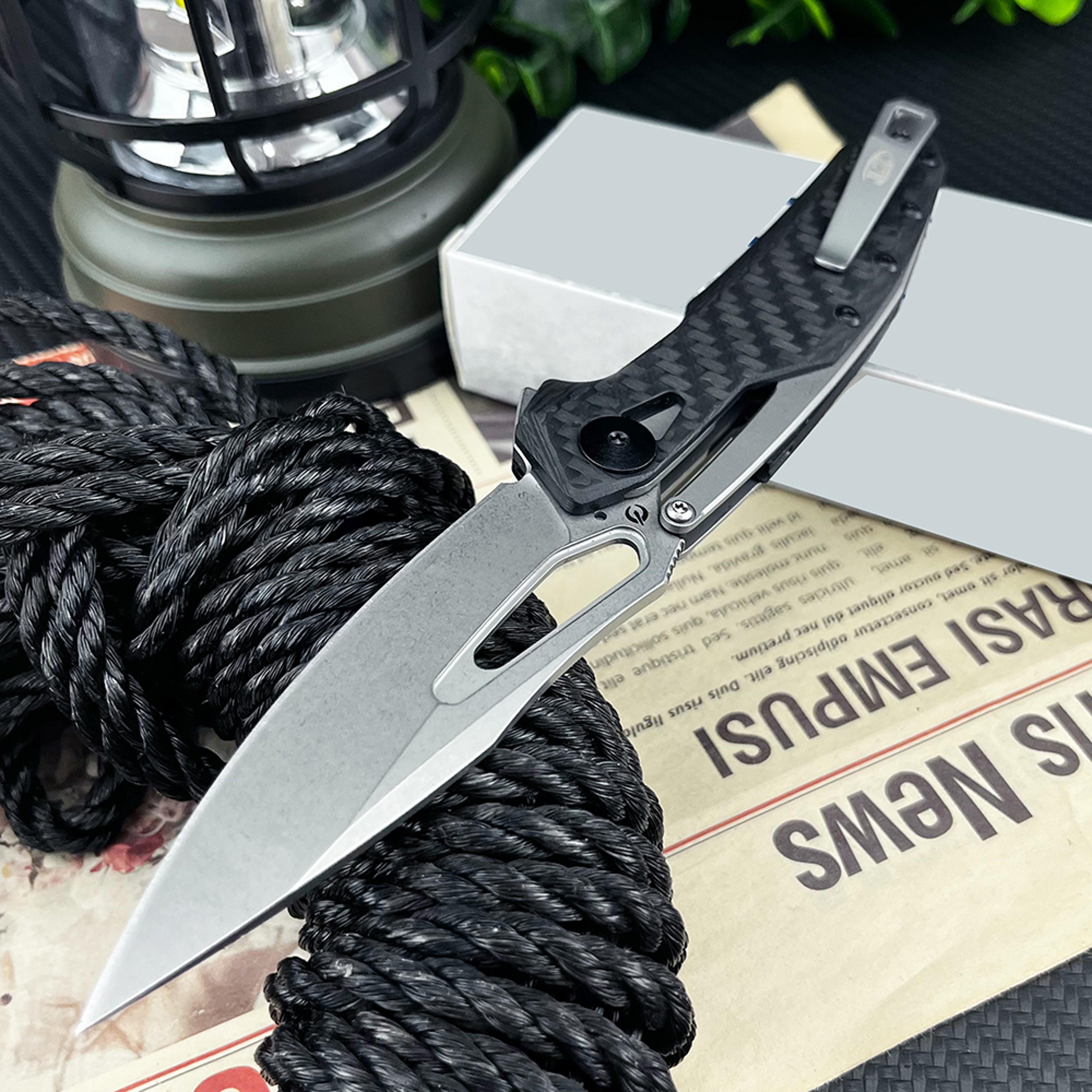 Carbon Fiber Folding Pocket Knife With D2 Steel Blade For Camping EDC  Outdoor Adventures 0