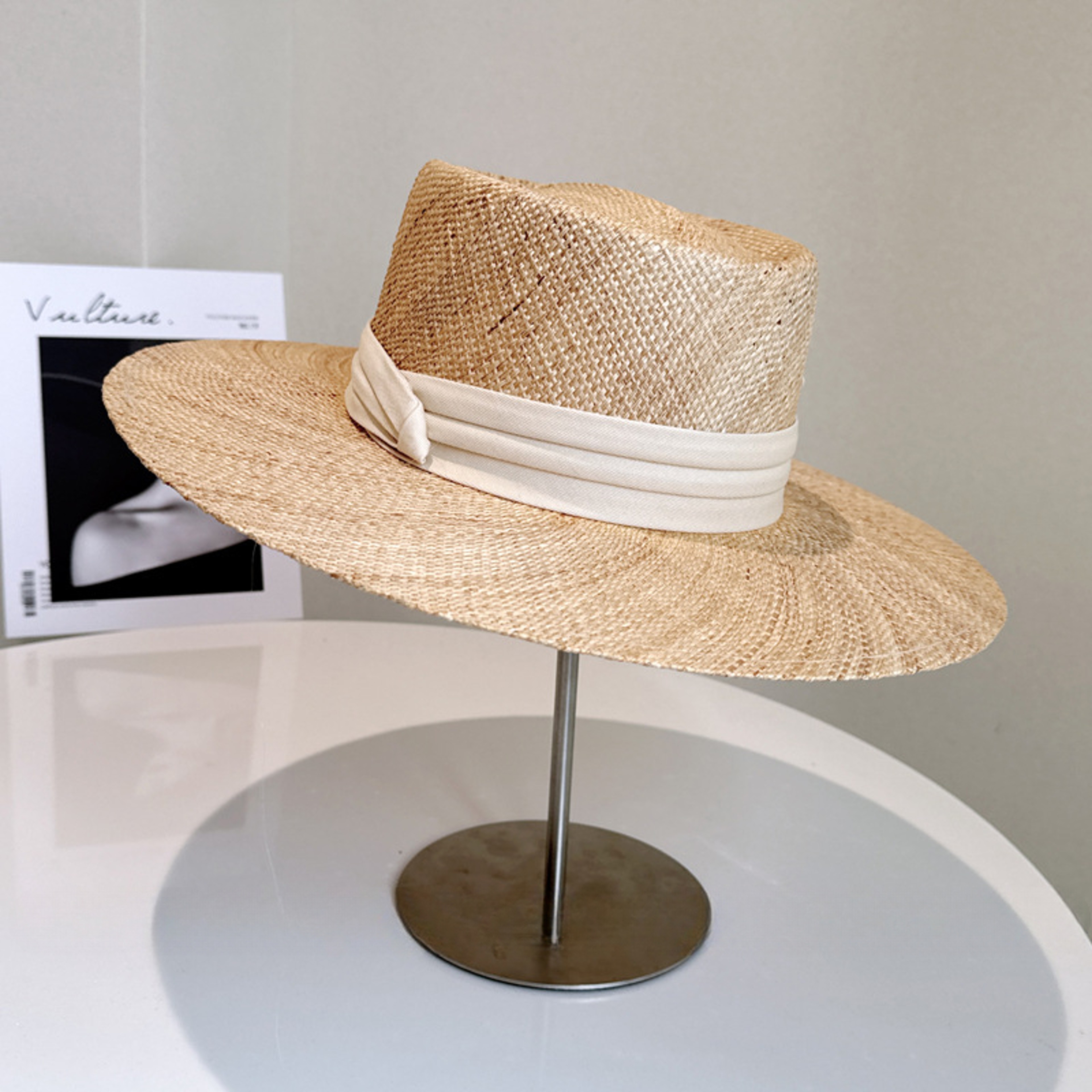 Womens Raffia Sun Hat Hand Woven Beach Hat For Summer Vacation  Sun Protection 0
