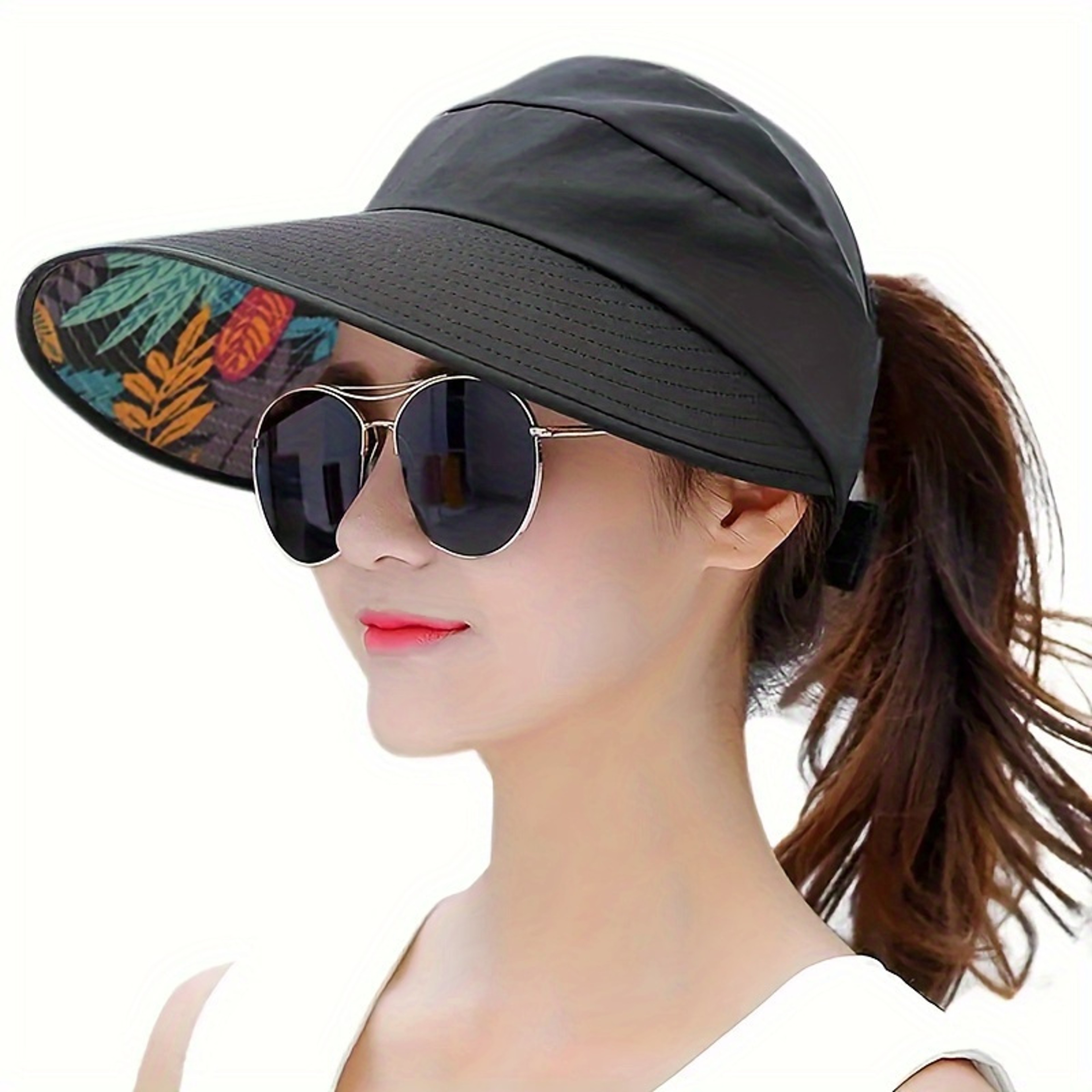 Womens Wide Brim Visor Hat Foldable Sun Visor For Beach Travel Driving And Outdoor Wear 5