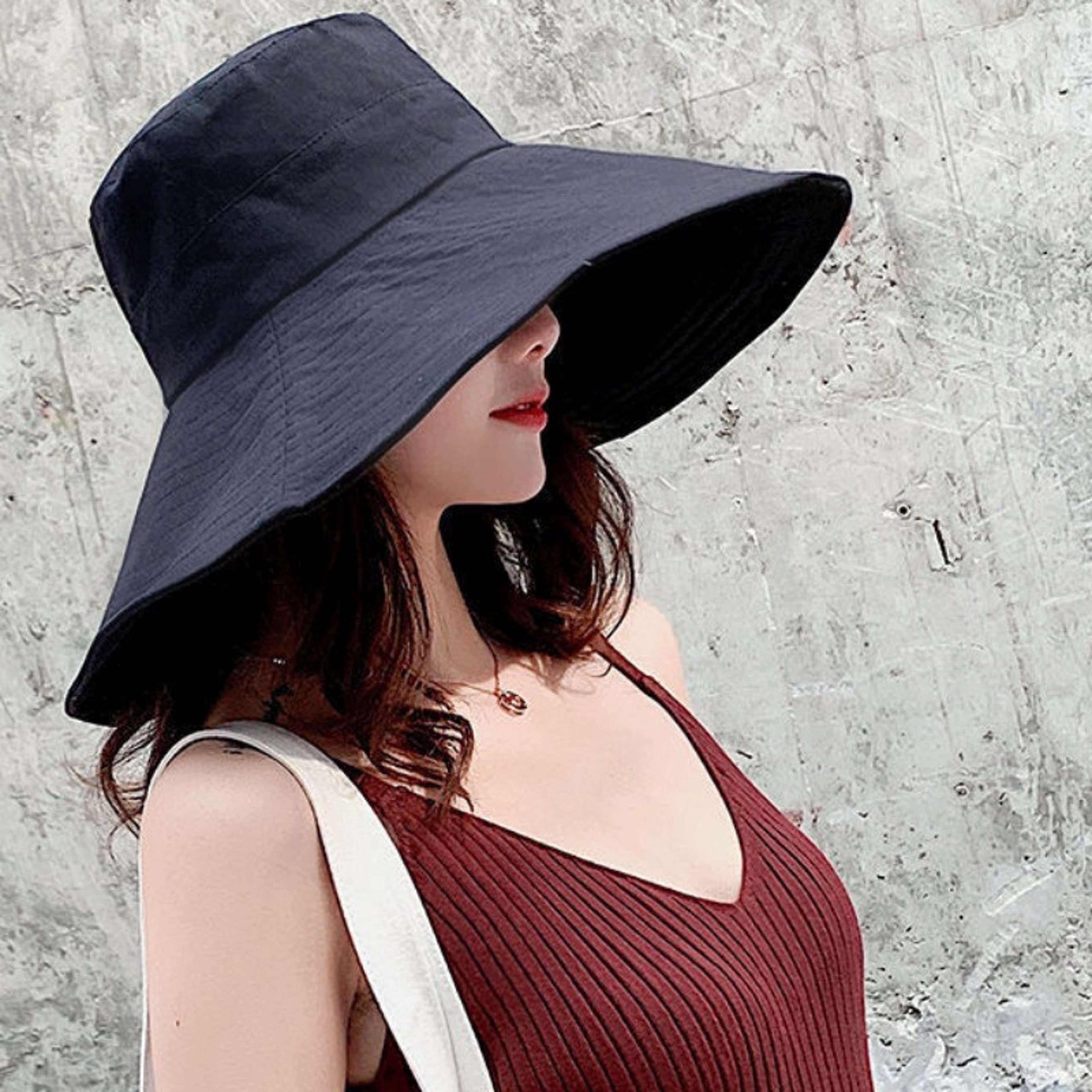 Wide Brim Sun Hat For Women Foldable UV Protection Bucket Hat With Full Face Shade 0