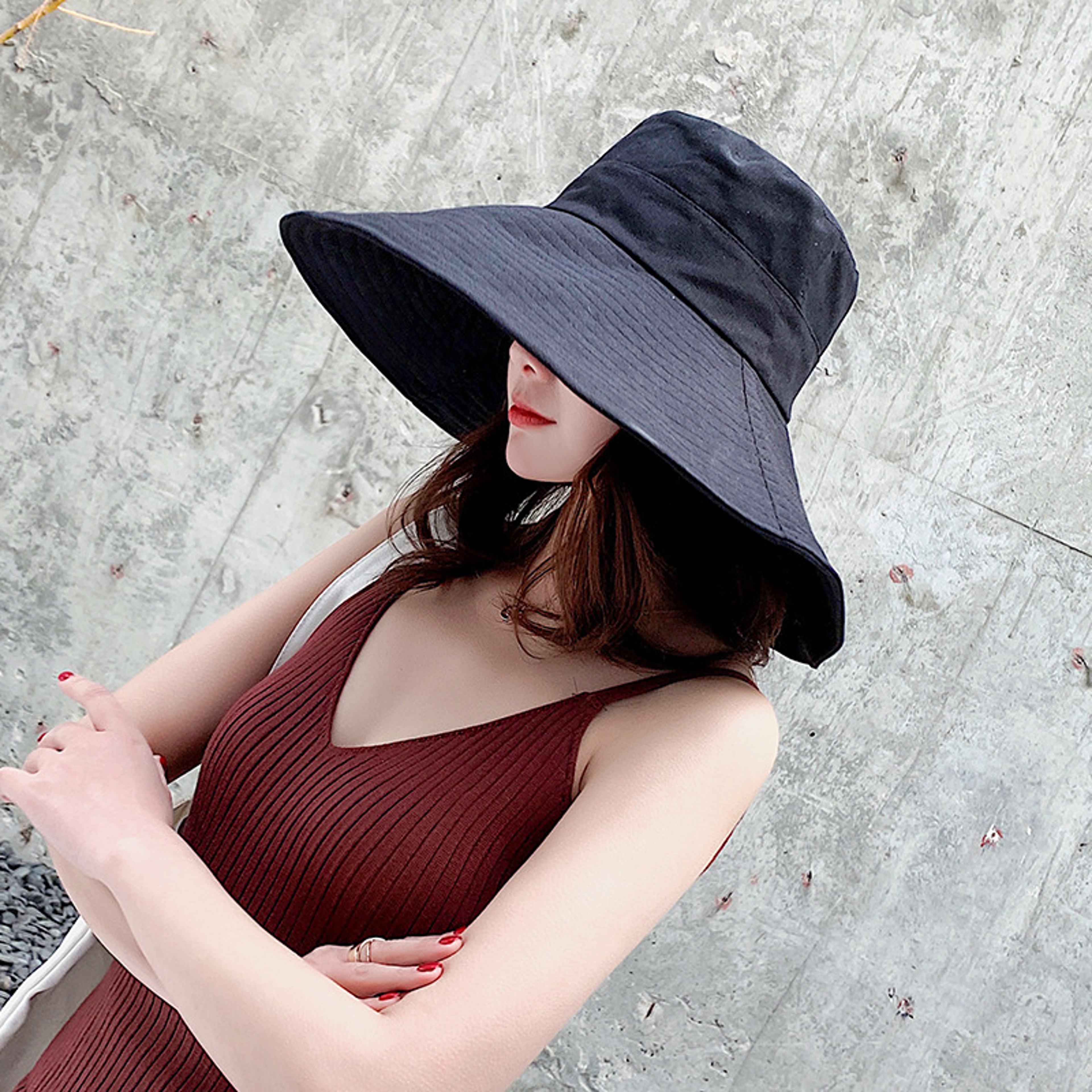 Wide Brim Sun Hat For Women Foldable UV Protection Bucket Hat With Full Face Shade 6