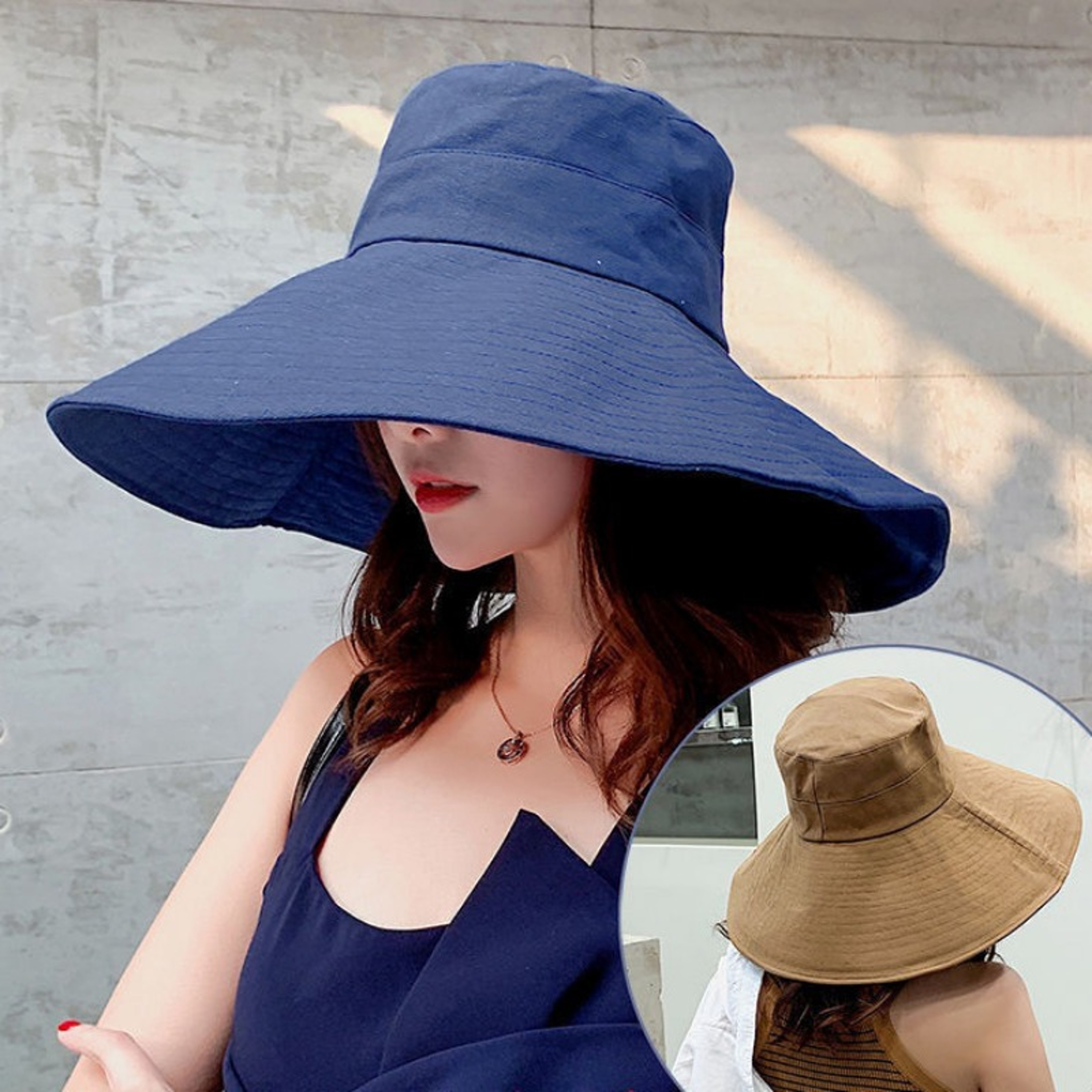 Wide Brim Sun Hat For Women Foldable UV Protection Bucket Hat With Full Face Shade 2