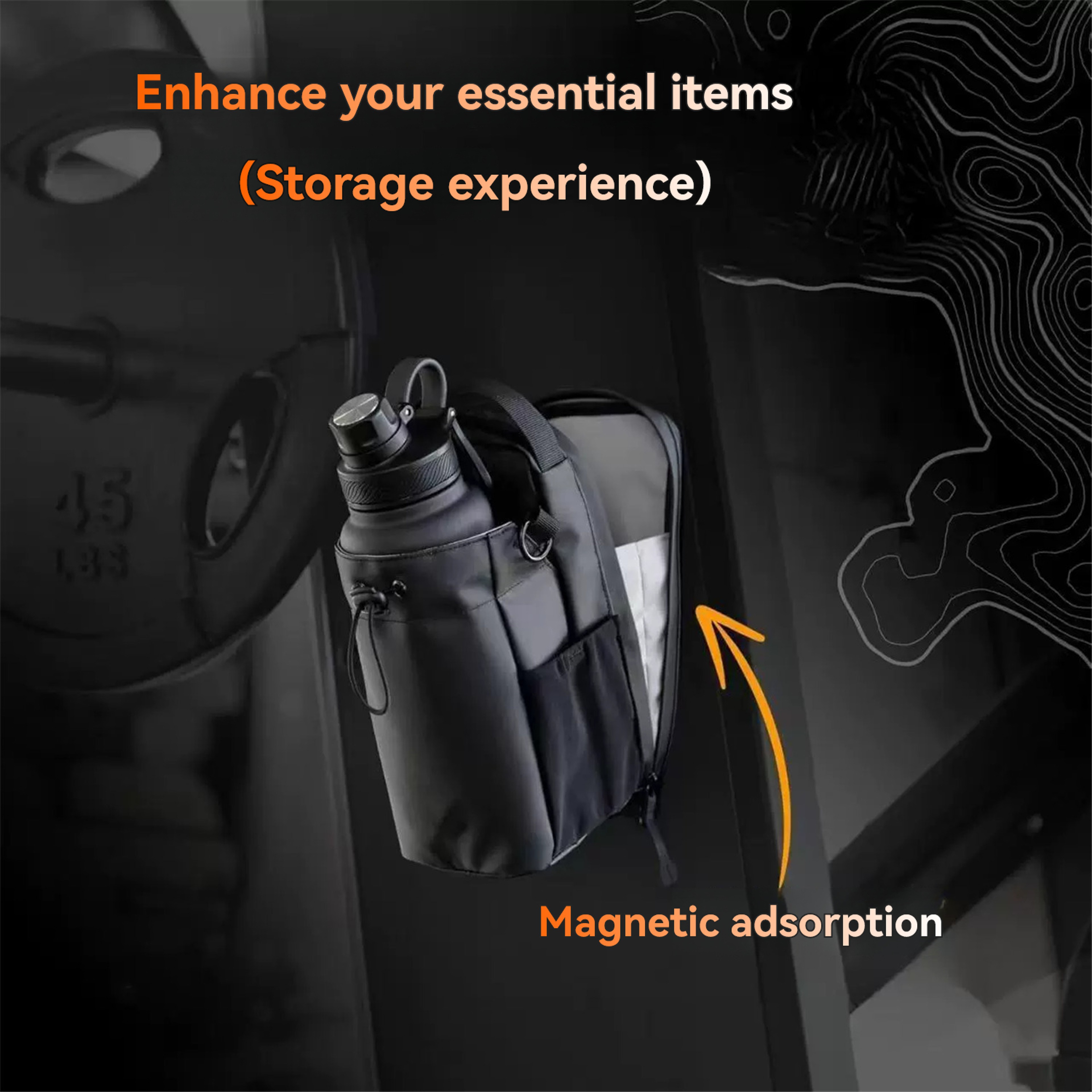 Magnetic Gym Bag Water Bottle Holder With Phone Pocket And Shoulder Strap 4