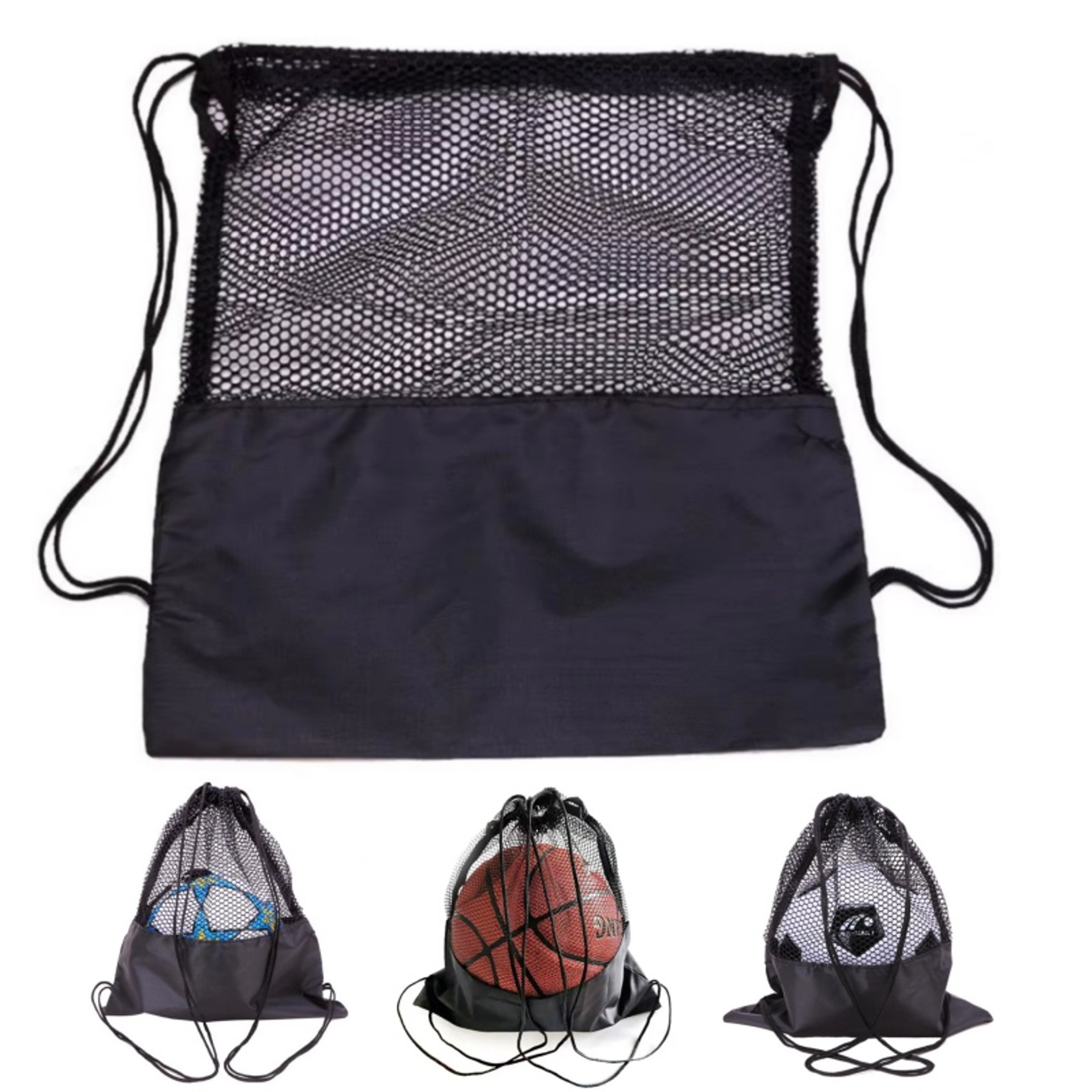 Lightweight Mesh Drawstring Backpack Sports Ball Storage Bag For Gym Hiking  Travel 3