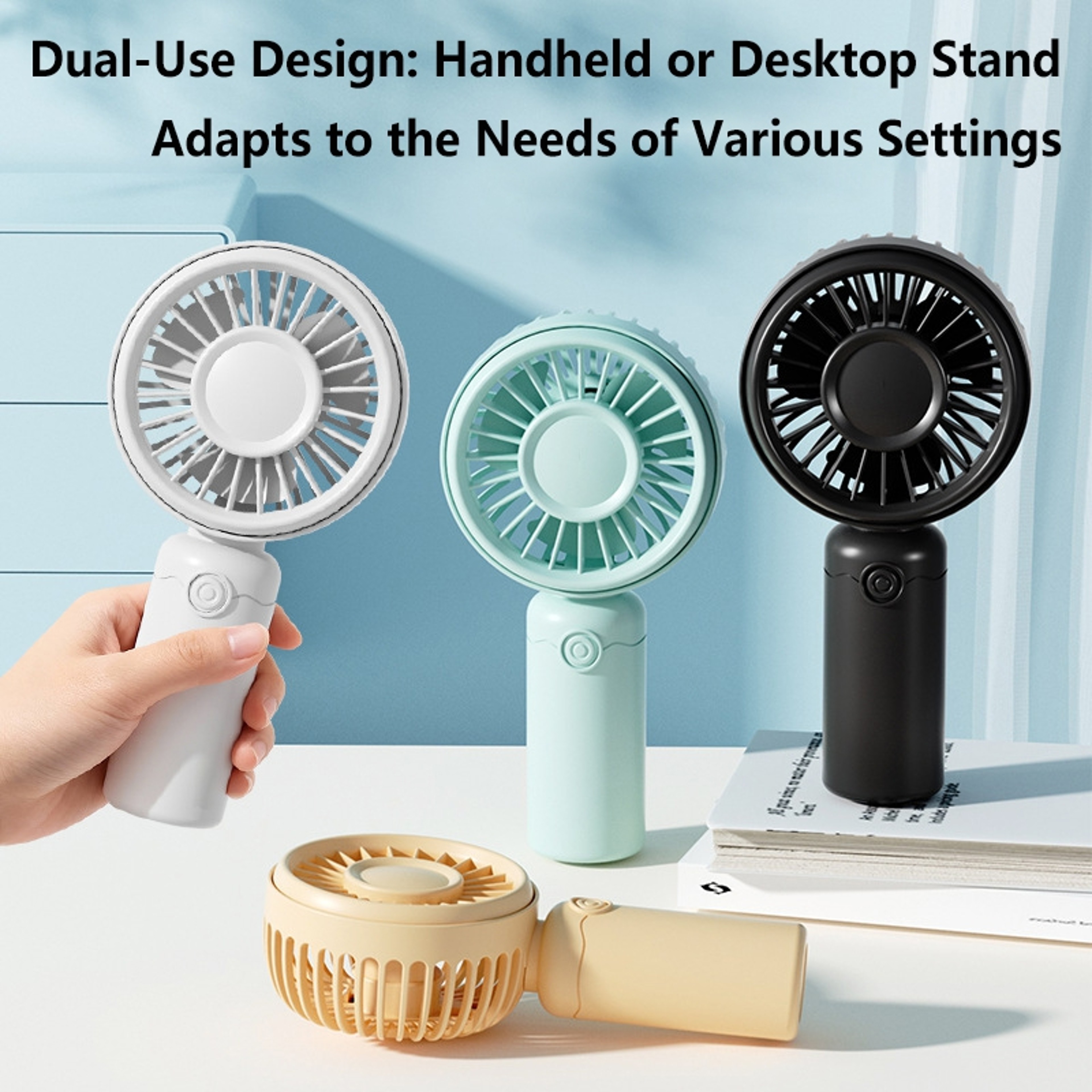 Portable Mini Fan USB Rechargeable Quiet Desk Fan For Travel Office Makeup 4