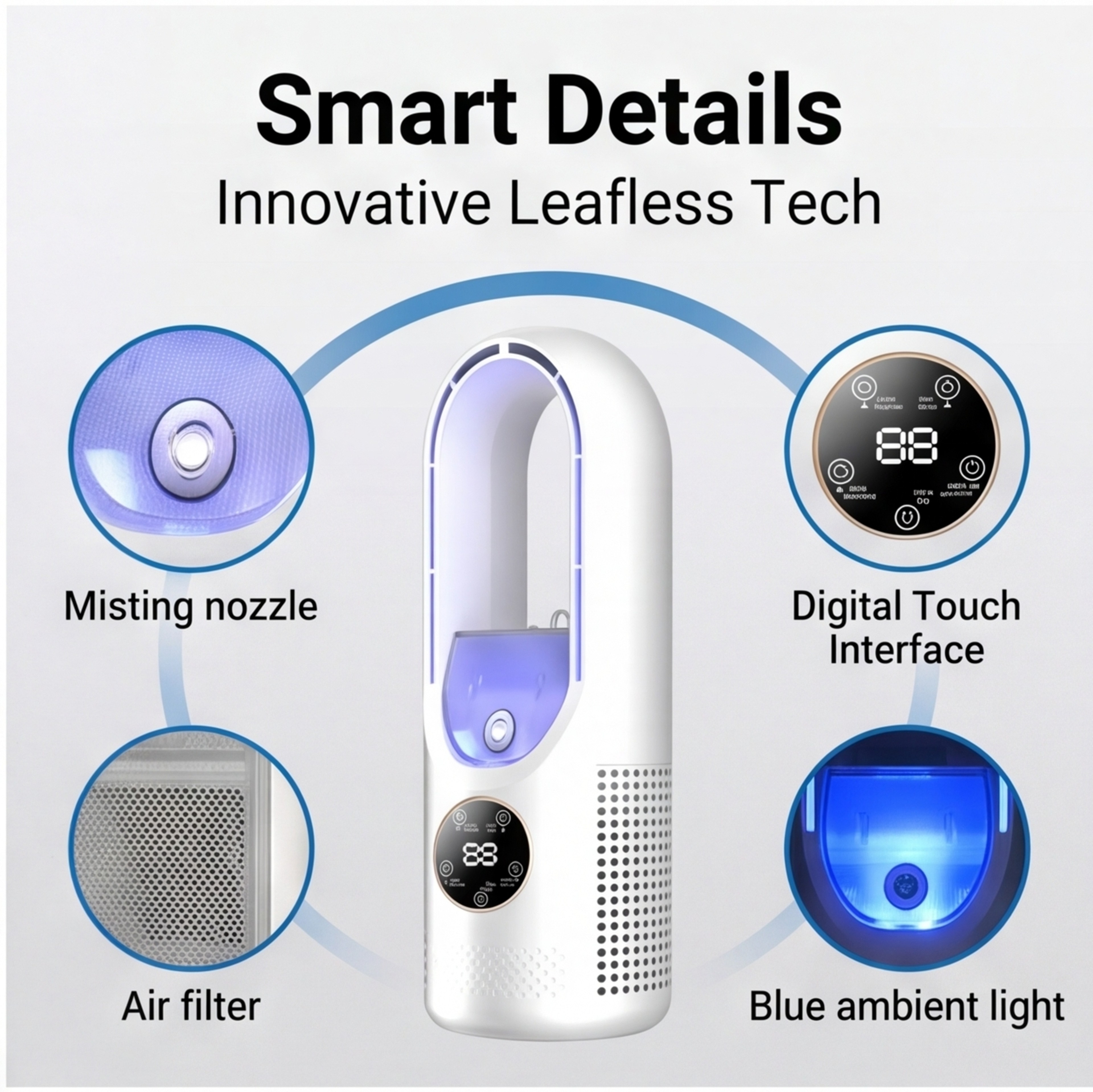 Portable Air Cooler Mini Air Conditioner With Humidifier  LED Display 4