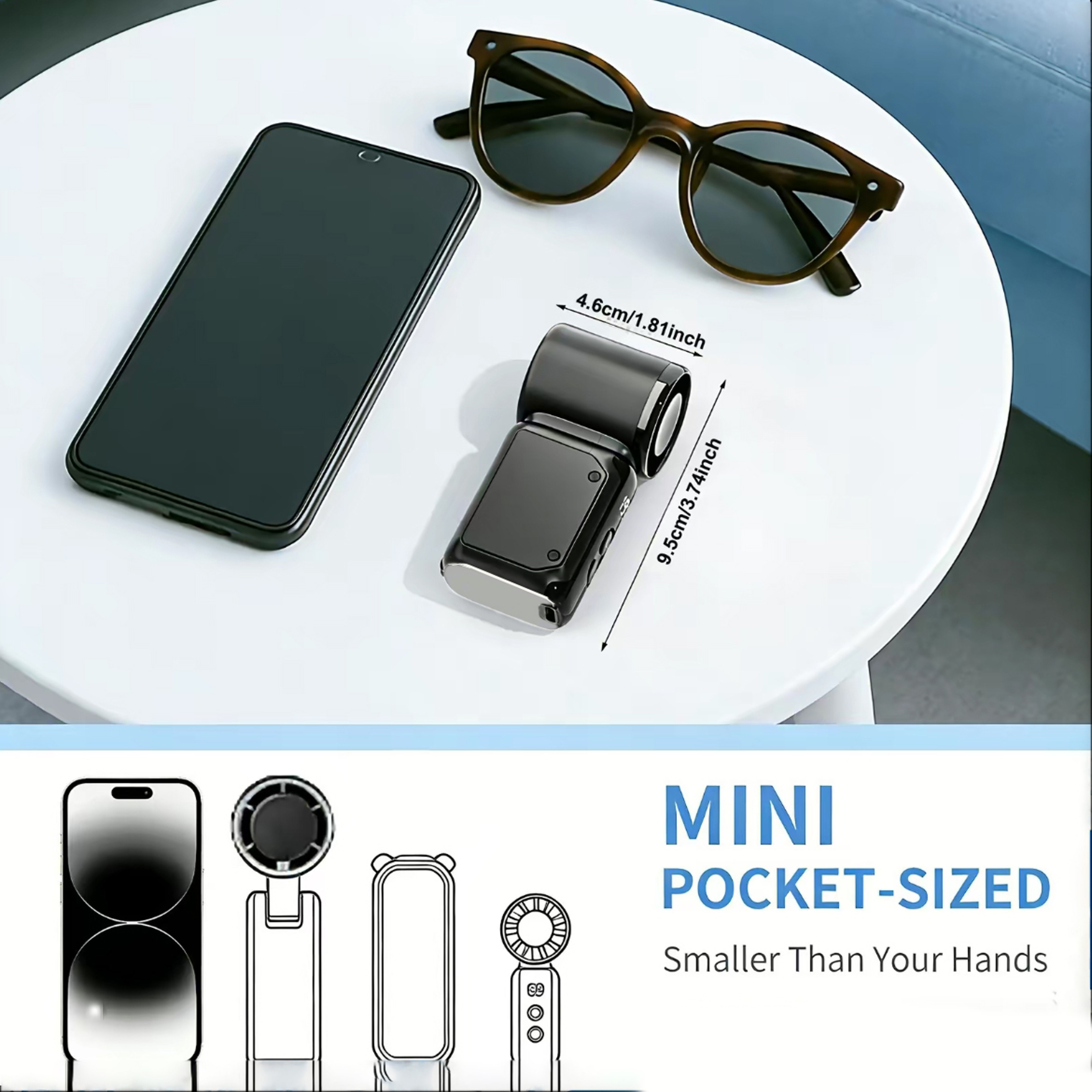 Silent Breeze Portable Mini Fan USB Rechargeable Bladeless Fan For Travel Office  Outdoor Cooling 7