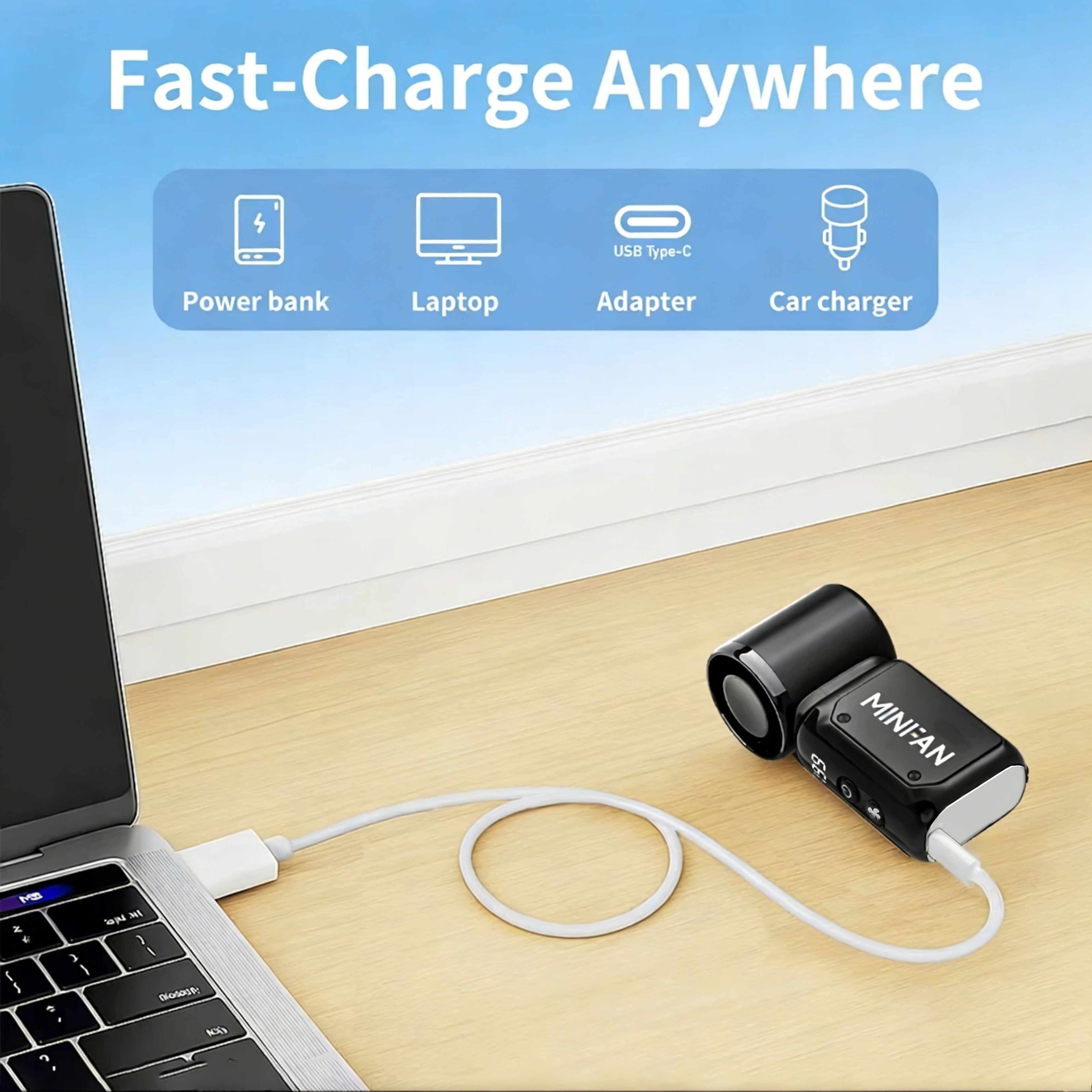 Silent Breeze Portable Mini Fan USB Rechargeable Bladeless Fan For Travel Office  Outdoor Cooling 8
