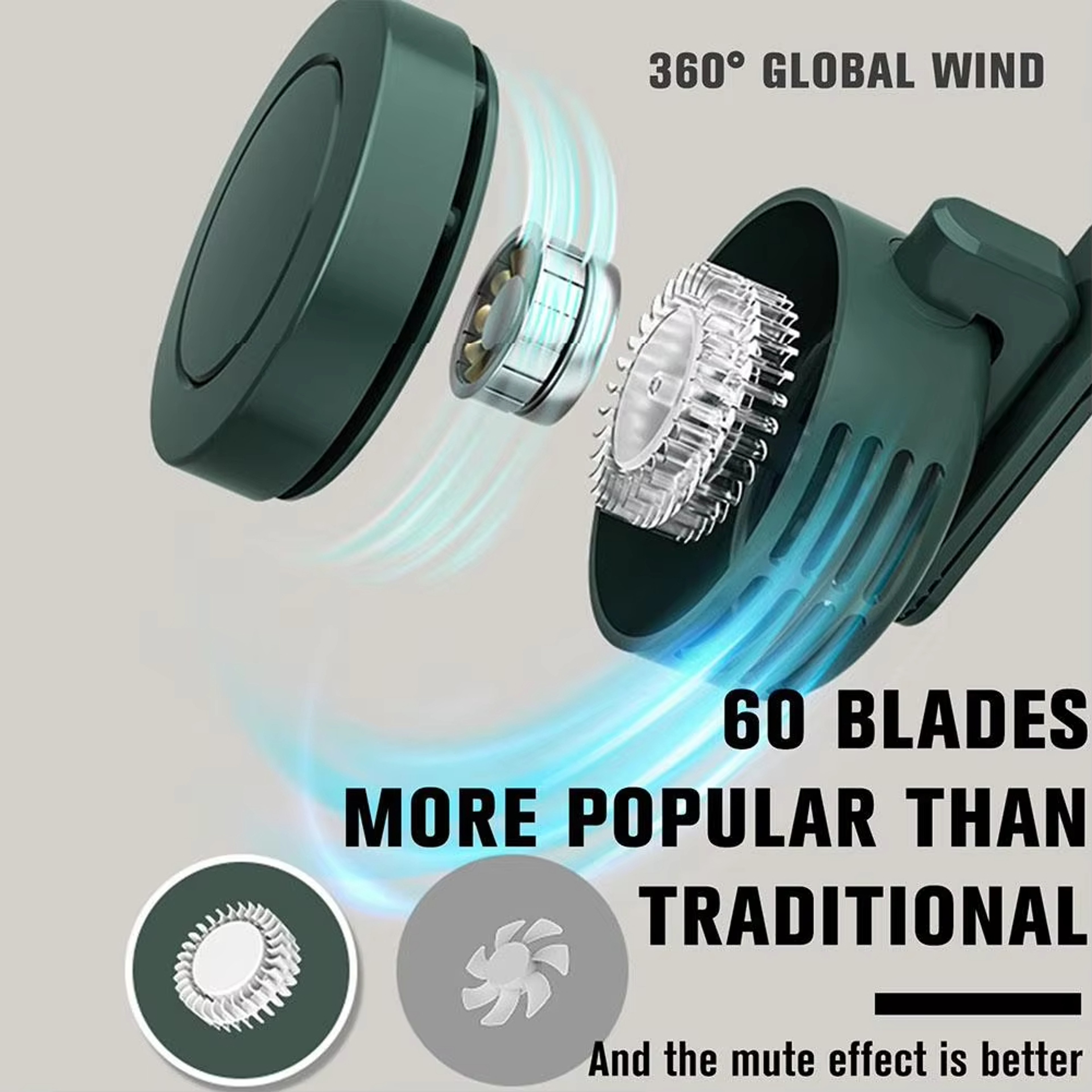 Portable Clip Fan USB Rechargeable Wearable Neck Fan For Outdoor Cooling 4