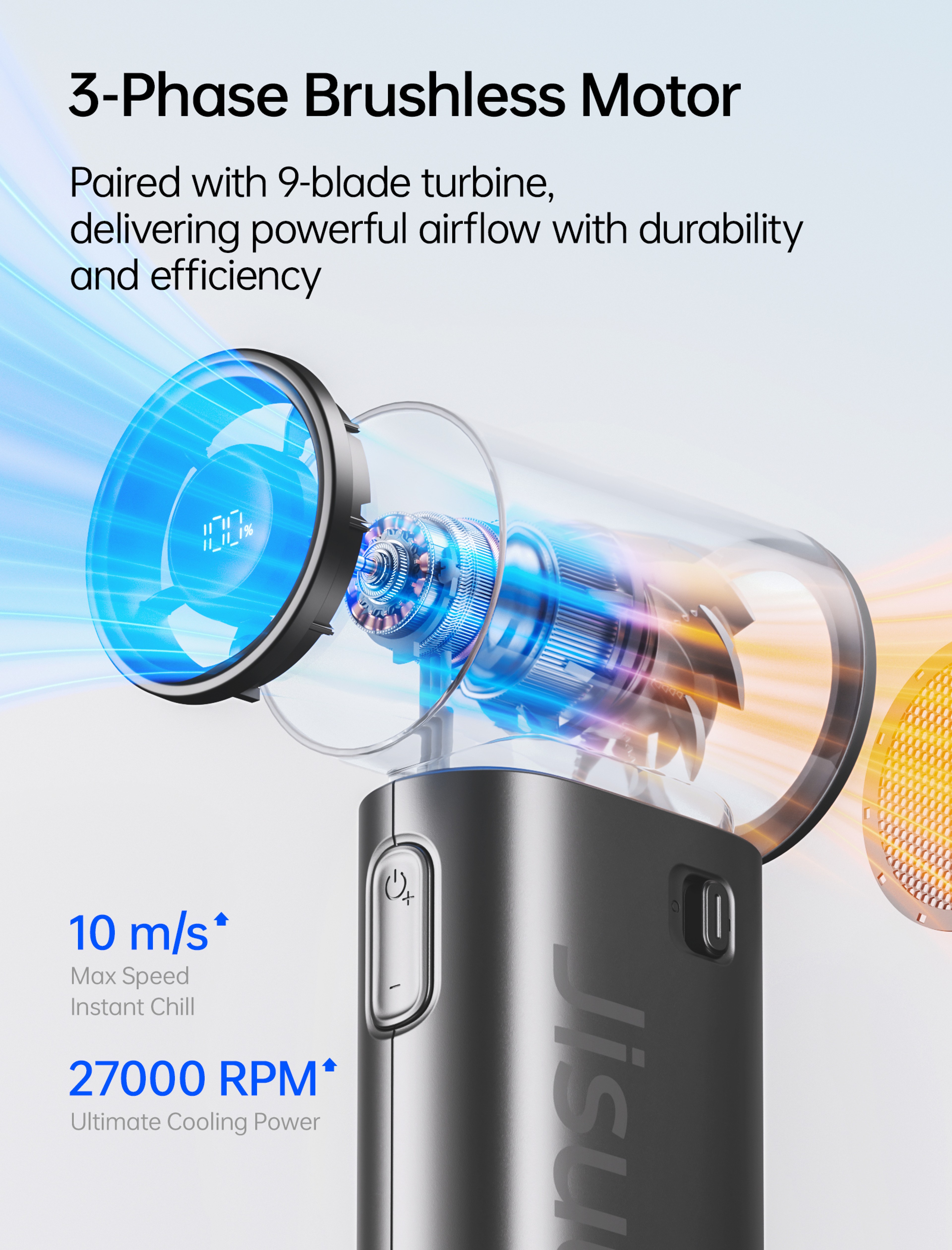 Portable Handheld Fan Rechargeable Mini Turbo Pocket Fan For Travel  Outdoor Cooling 5