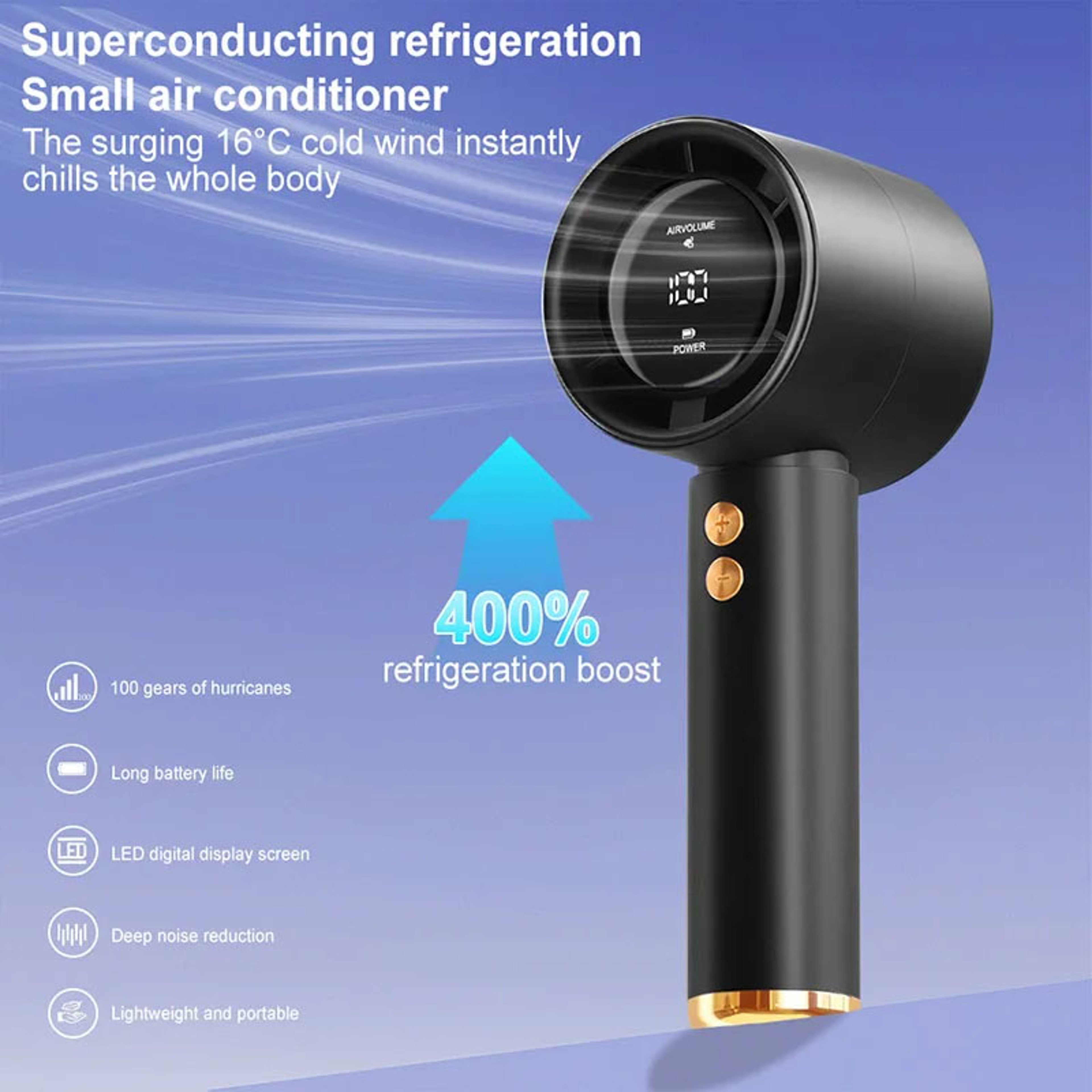 Portable Handheld Fan With Speed Turbo Cooling USB Rechargeable Mini Fan 3