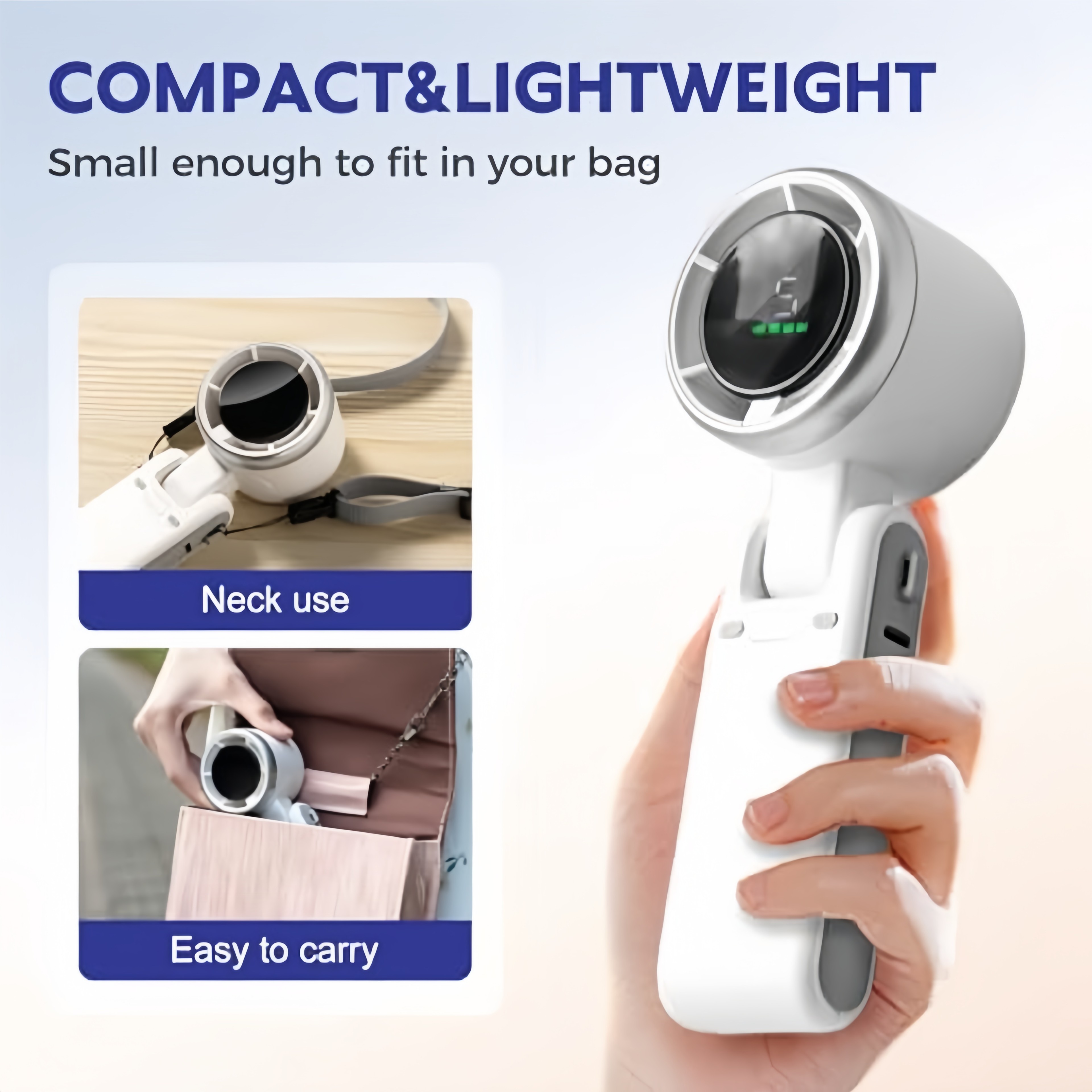 Portable Handheld Fan Rechargeable Mini Travel Cooling Fan With 5 Speeds 3