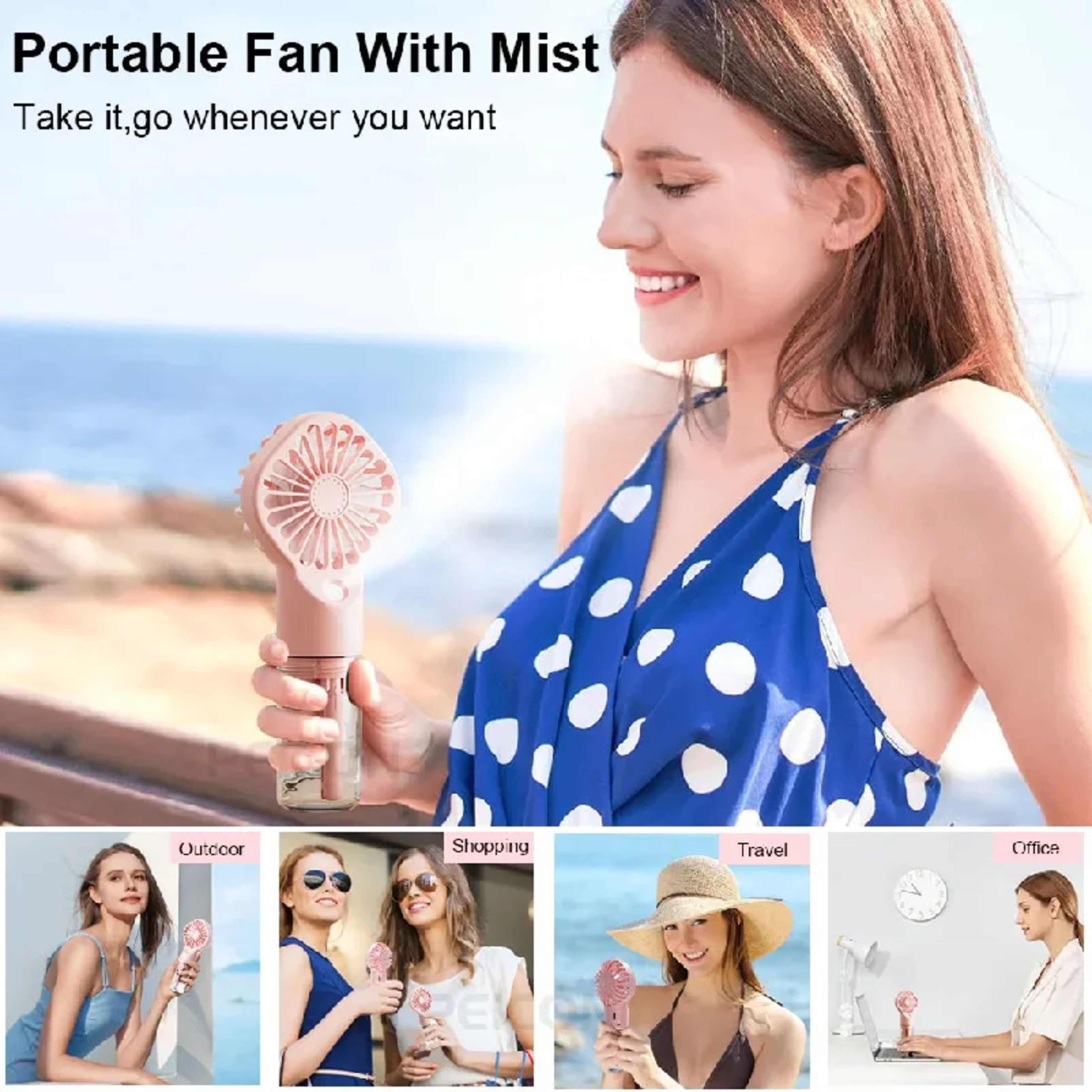 Portable Handheld Misting Fan With Water Spray Mini Cooling Fan For Travel Office  Outdoor Use 4