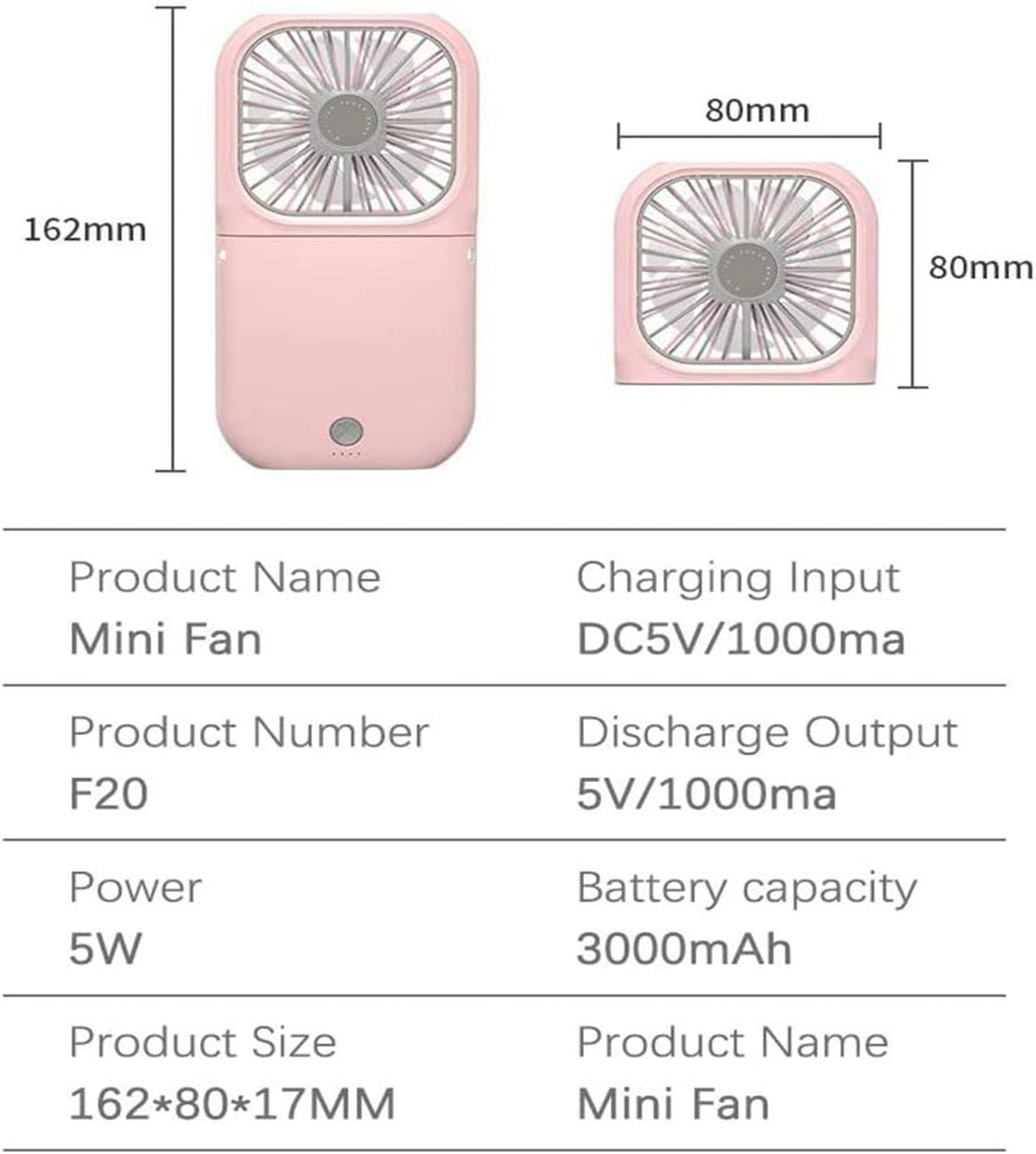 Portable Neck Fan USB Rechargeable Foldable Handheld Personal Cooling Fan 6