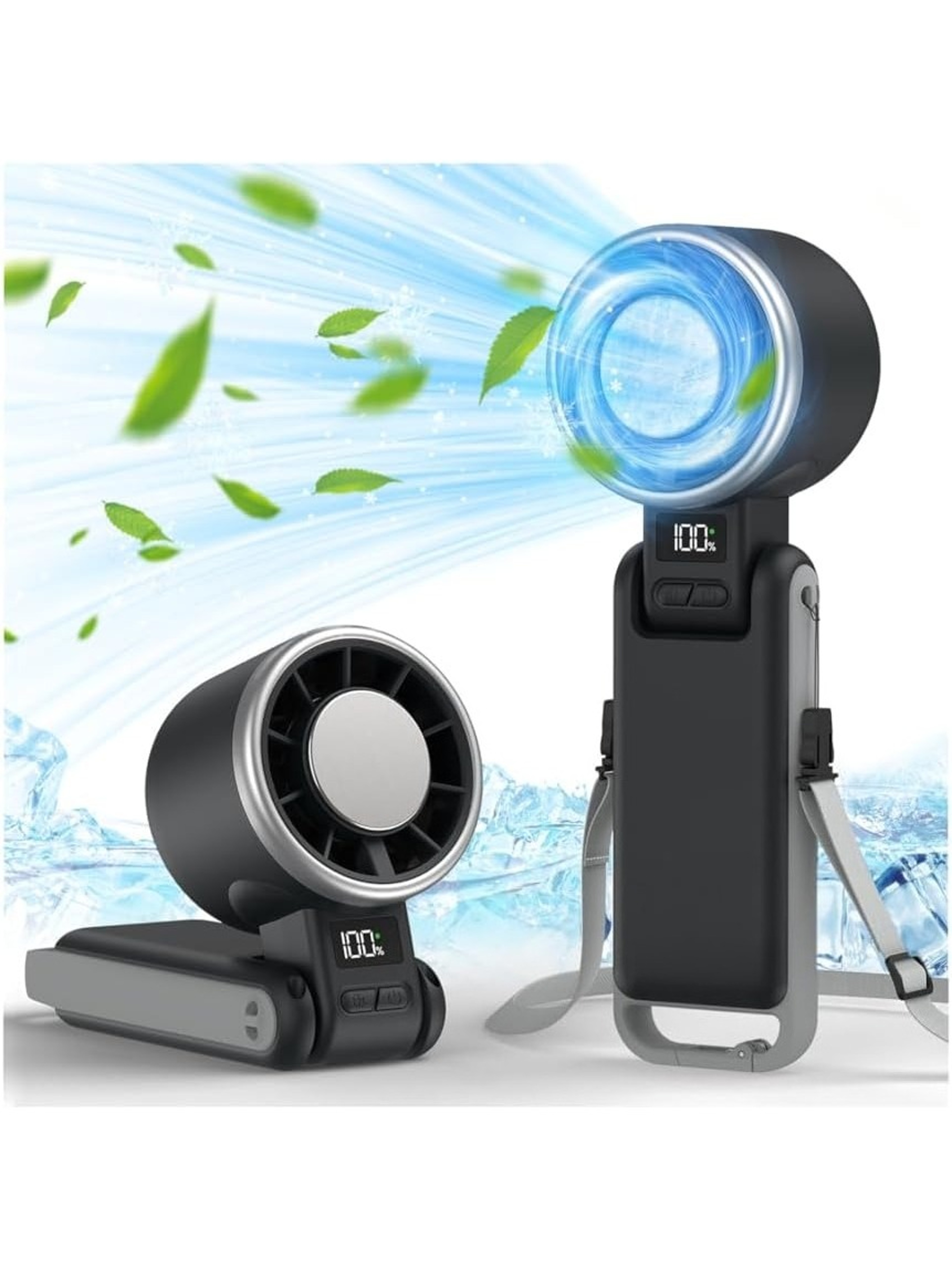 Portable Handheld Turbo Cooling Fan With Ice Cooling And 5Speed Rechargeable Airflow 1
