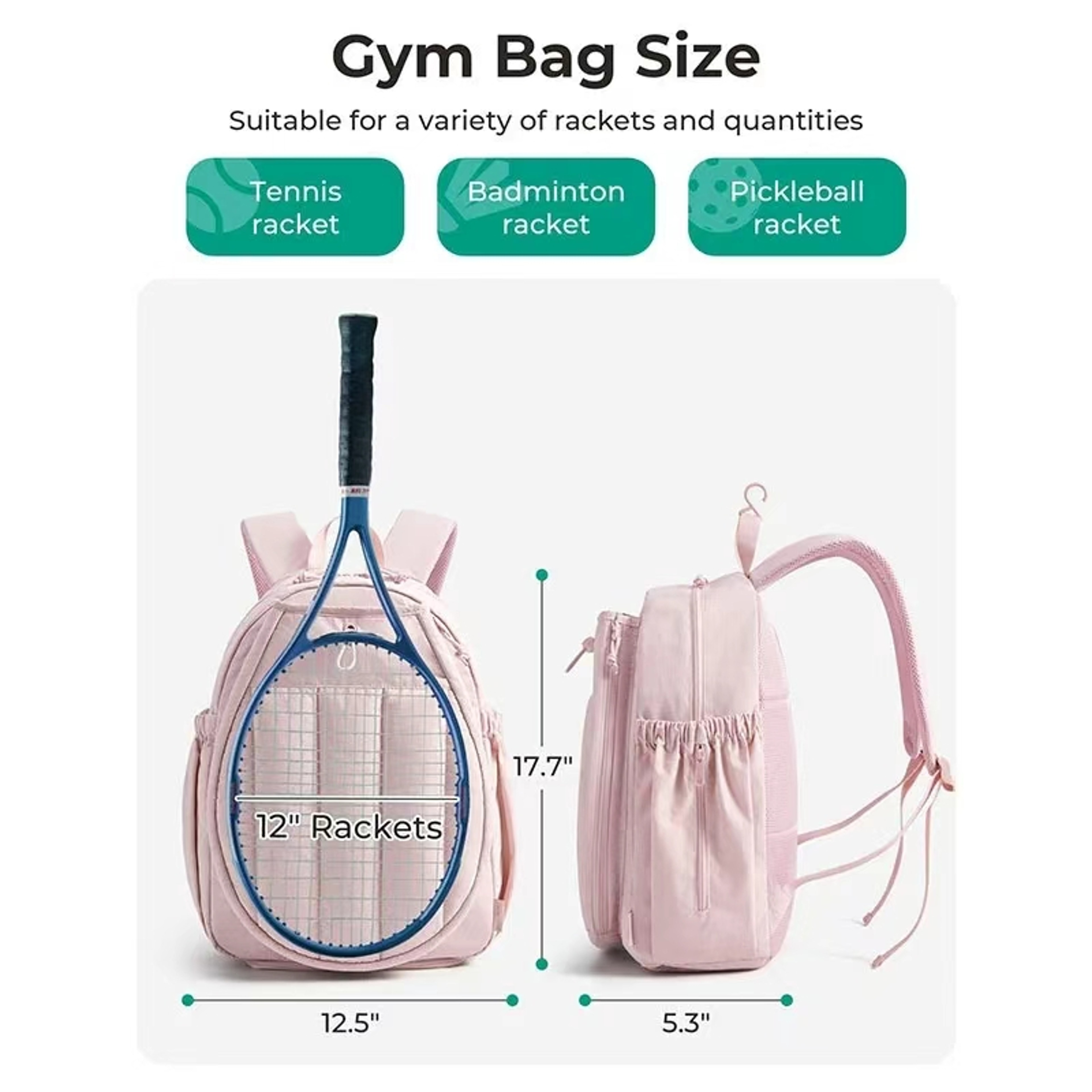 Tennis Racket Backpack With Shoe Compartment For Pickleball Badminton  Sports 4