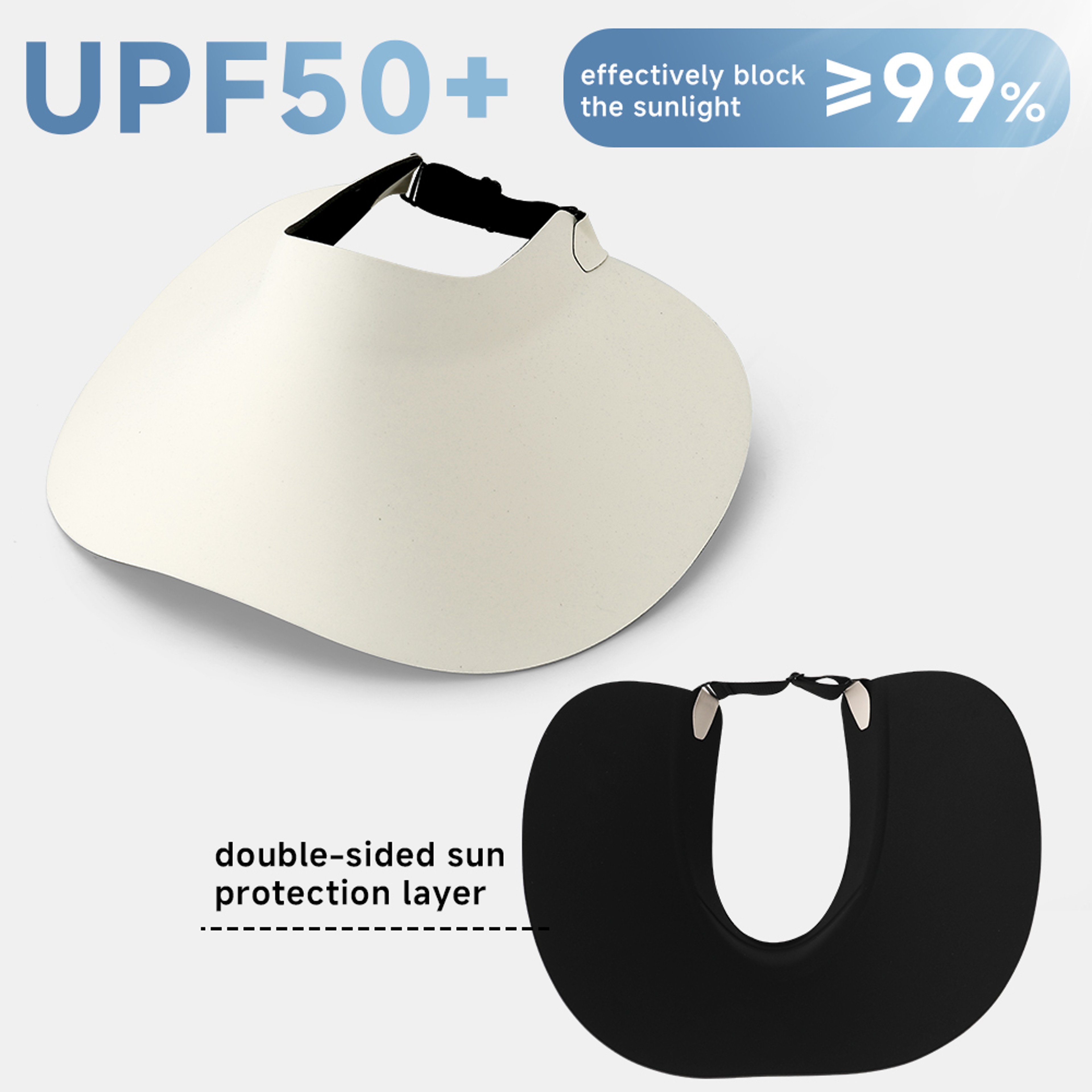 Womens Sun Visor Hat With UV Protection Wide Brim Open Top Summer Beach Cap 10