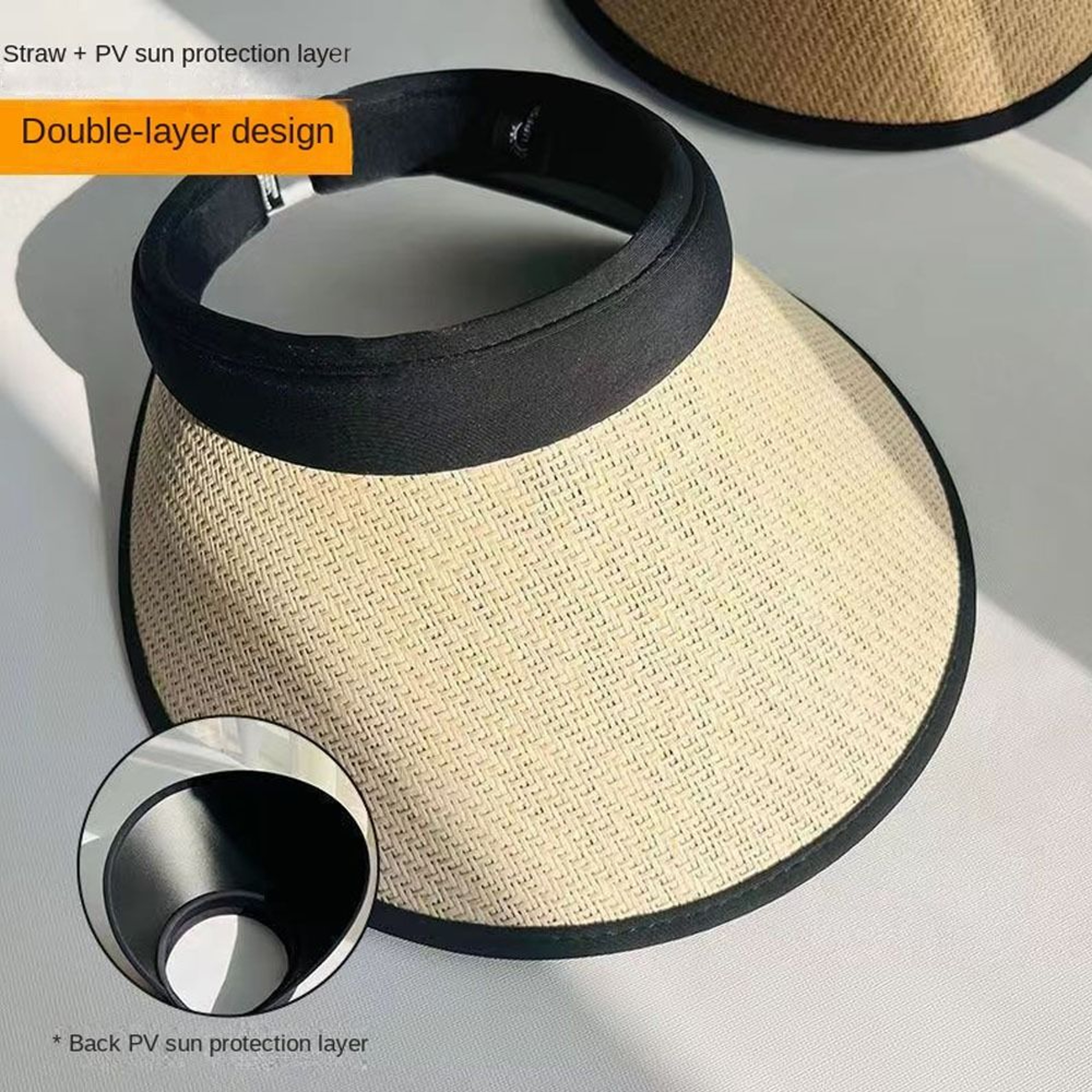 Womens Straw Visor Hat With Wide Brim UV Protection For Beach  Summer Travel 6