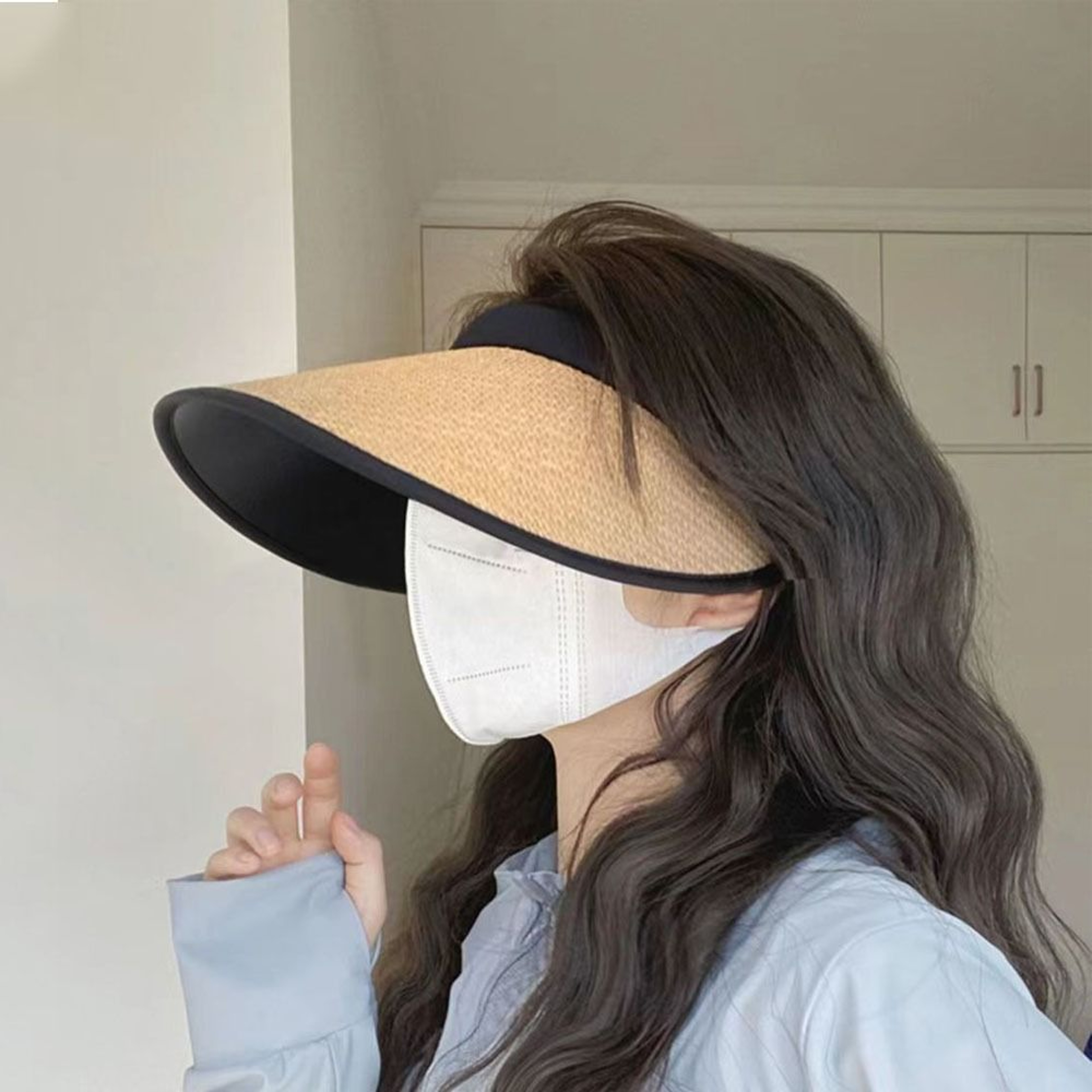Womens Straw Visor Hat With Wide Brim UV Protection For Beach  Summer Travel 7