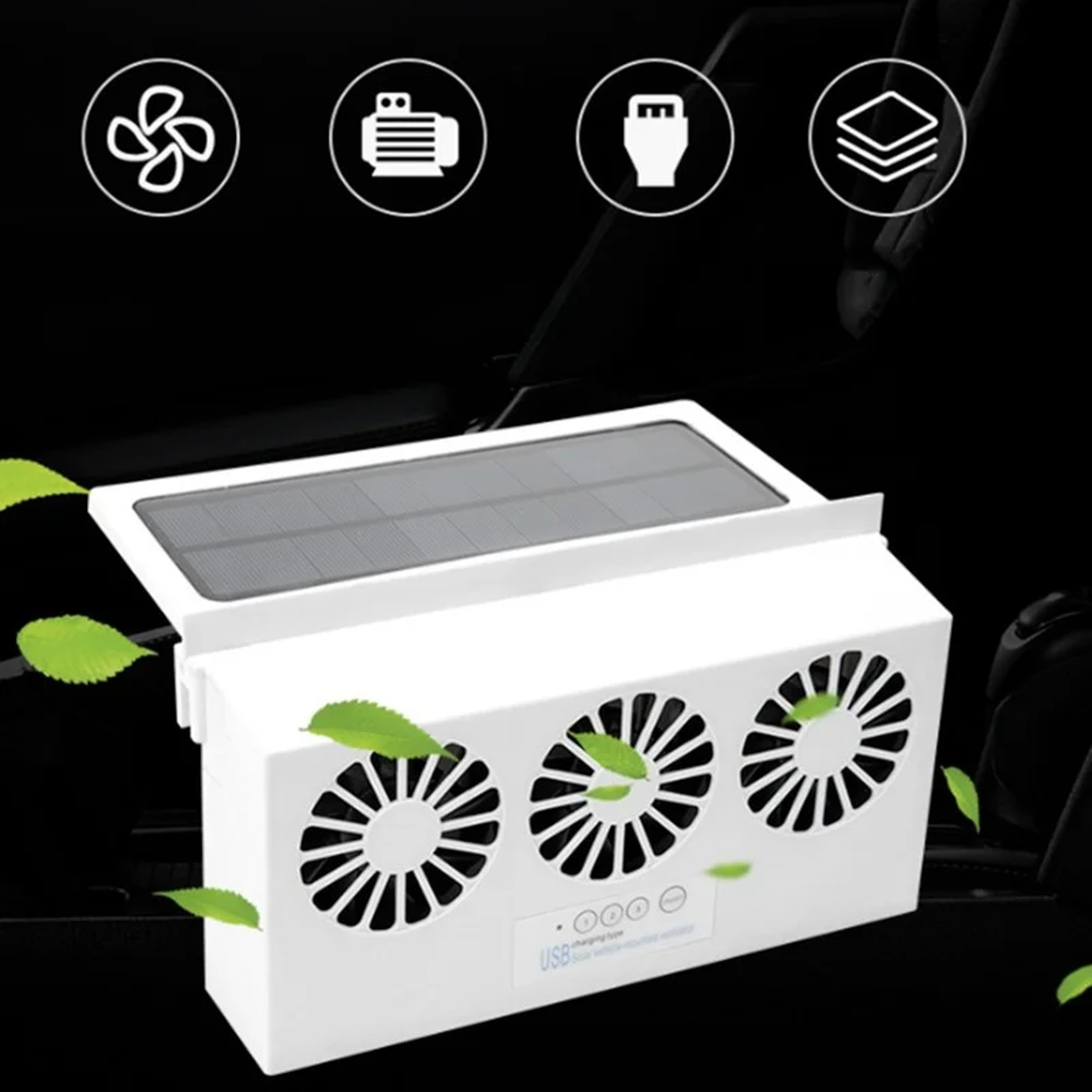 Solar Car Exhaust Fan USB Rechargeable Car Window Ventilation Fan for Cooler Fresh Interior – view 1