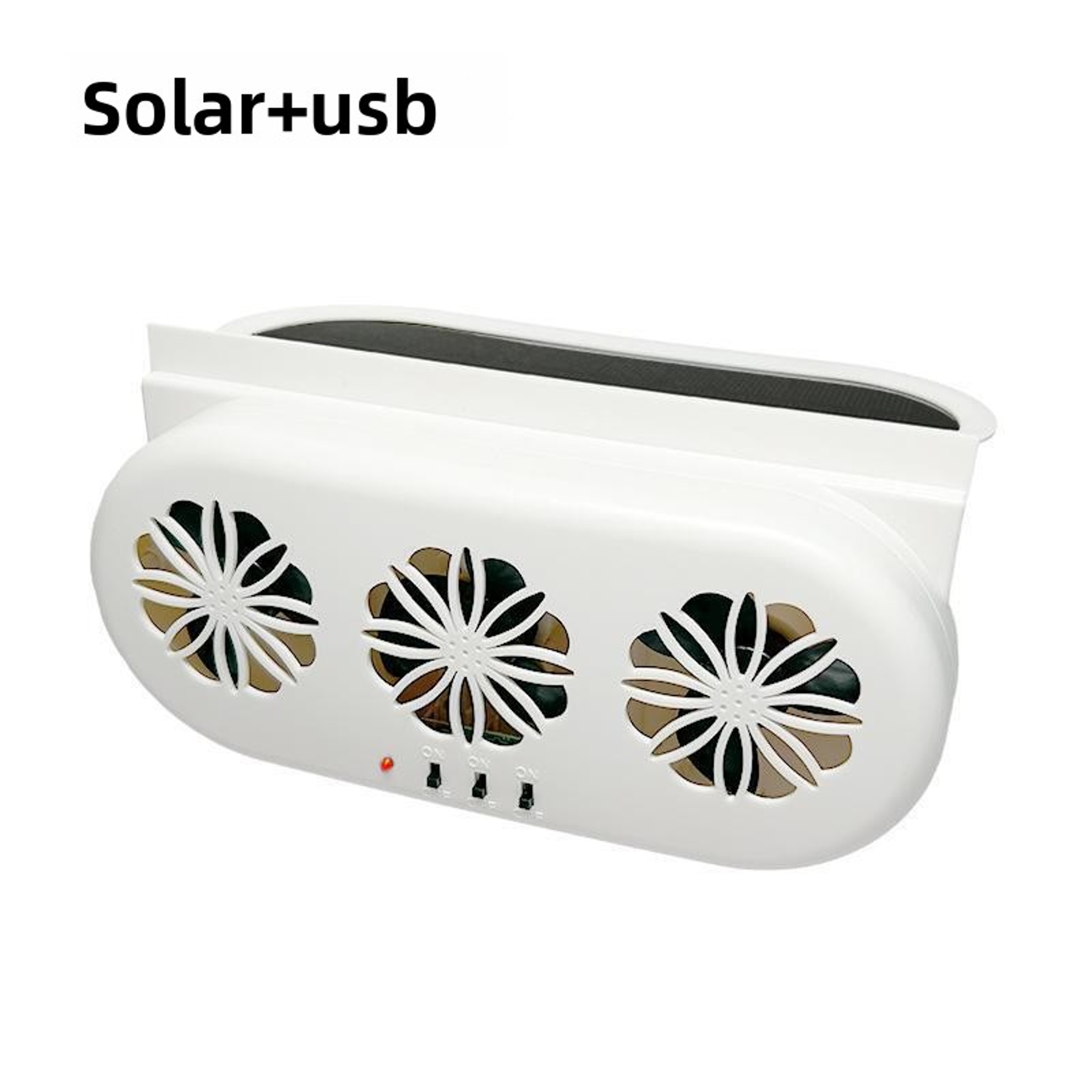 Solar  USB Car Cooling Fan Triple Head Ventilation Fan For Cars SUVs  Trucks 1