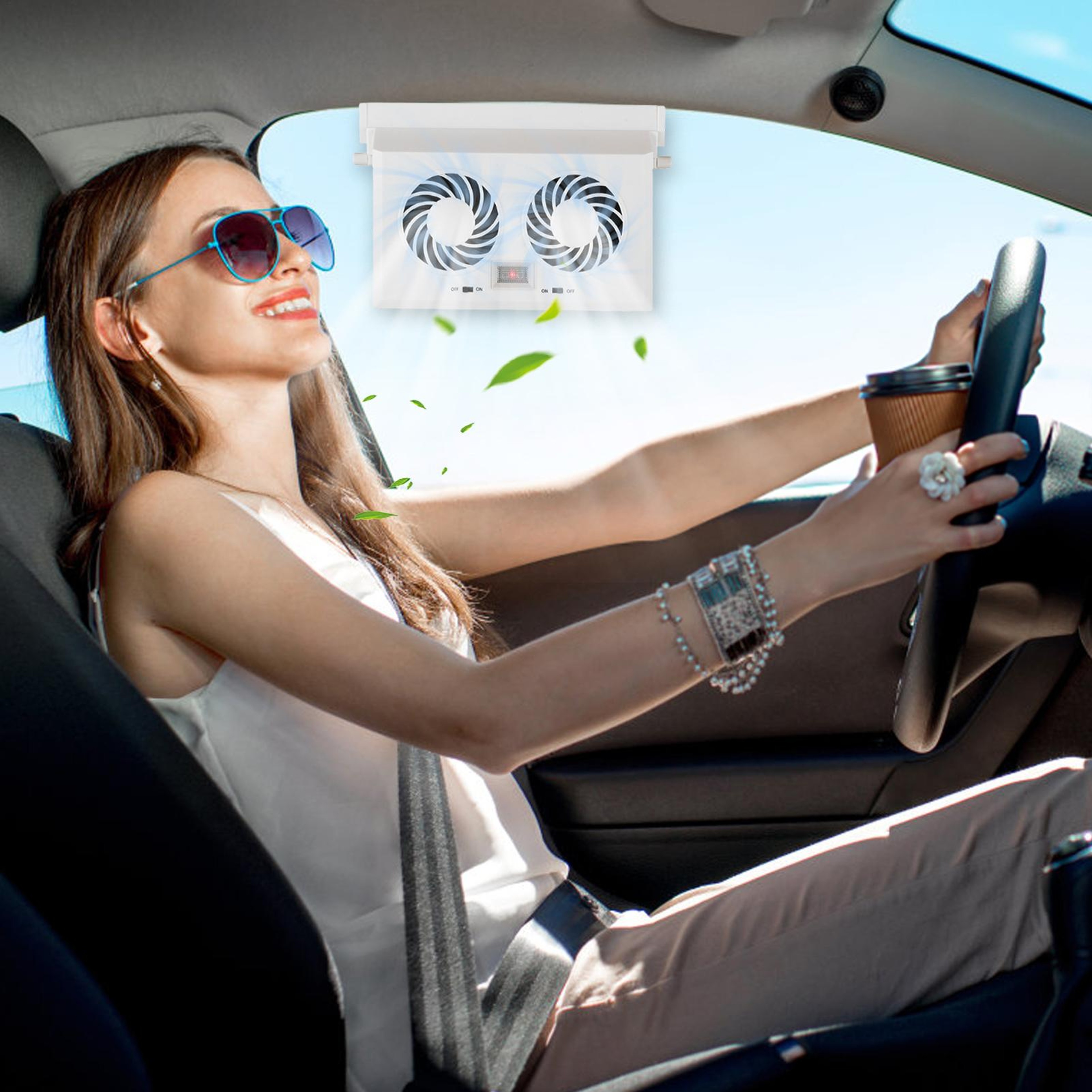 Solar Dual Head Car Ventilation Fan With Solar Car Fan Cooling For Vehicle Interior 4