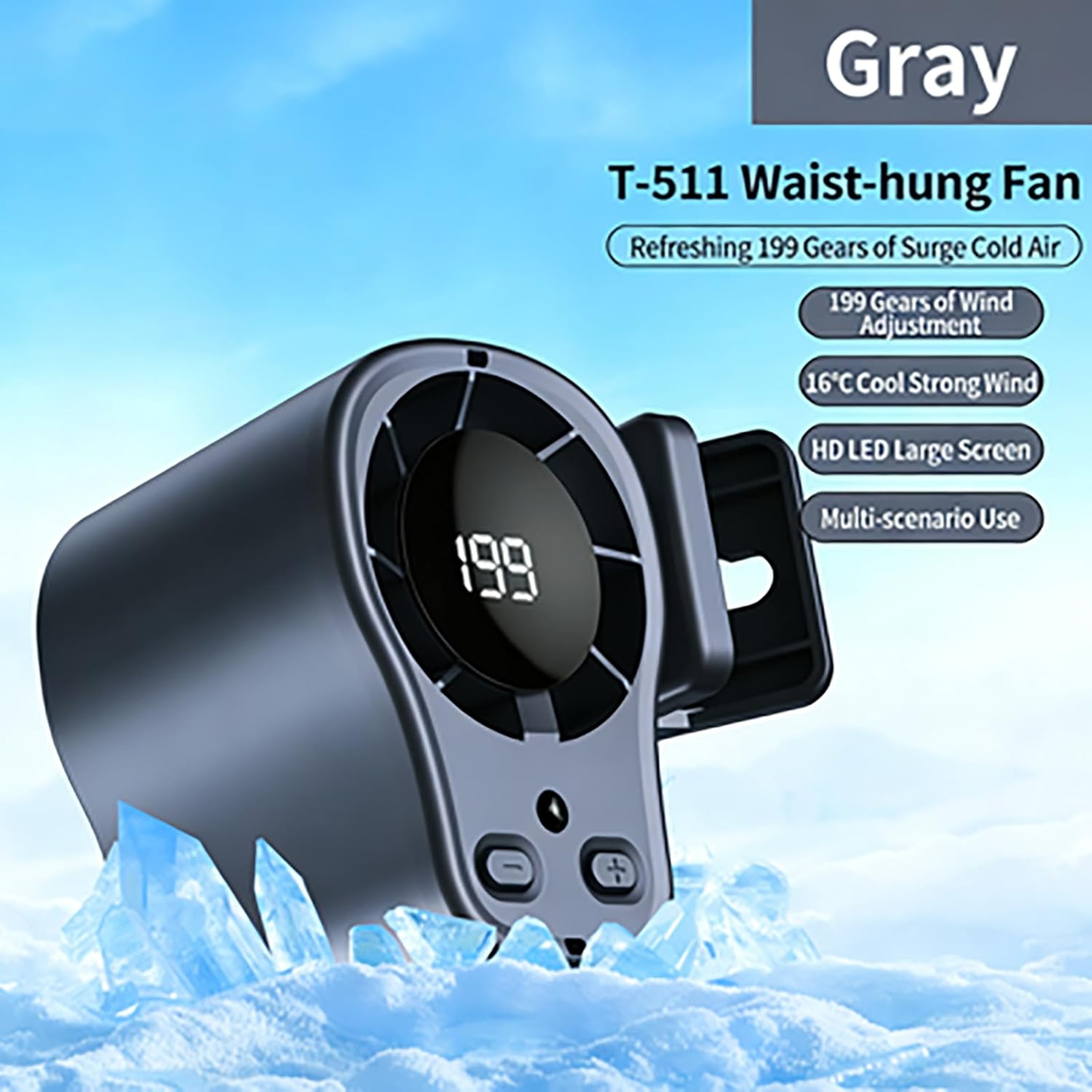 Portable Car Cooling Fan With LED Display Rotating Clip On Fan 5