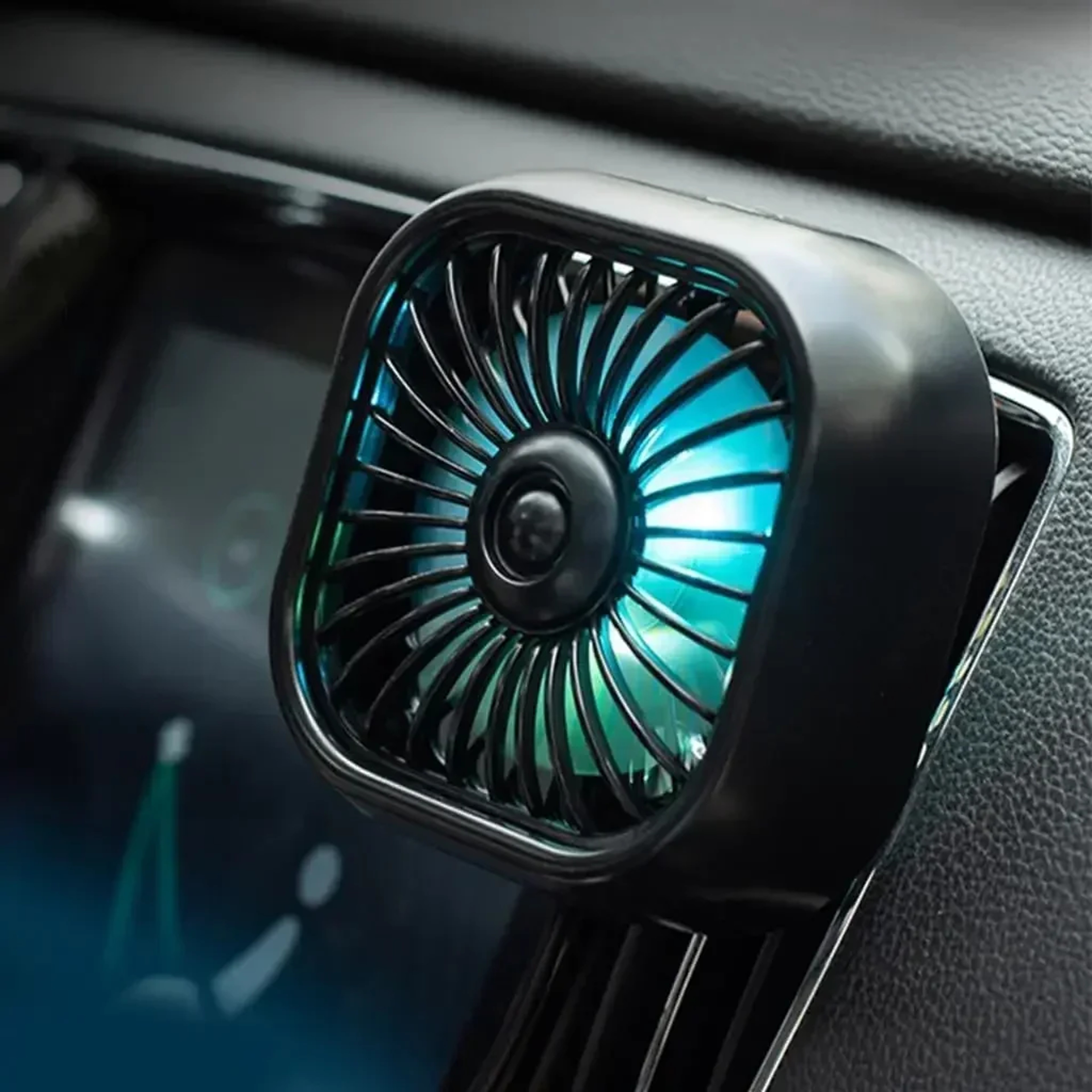 USB Car Cooling Fan With Colorful LED Lights For Air Vent Mini Car Cooler 1