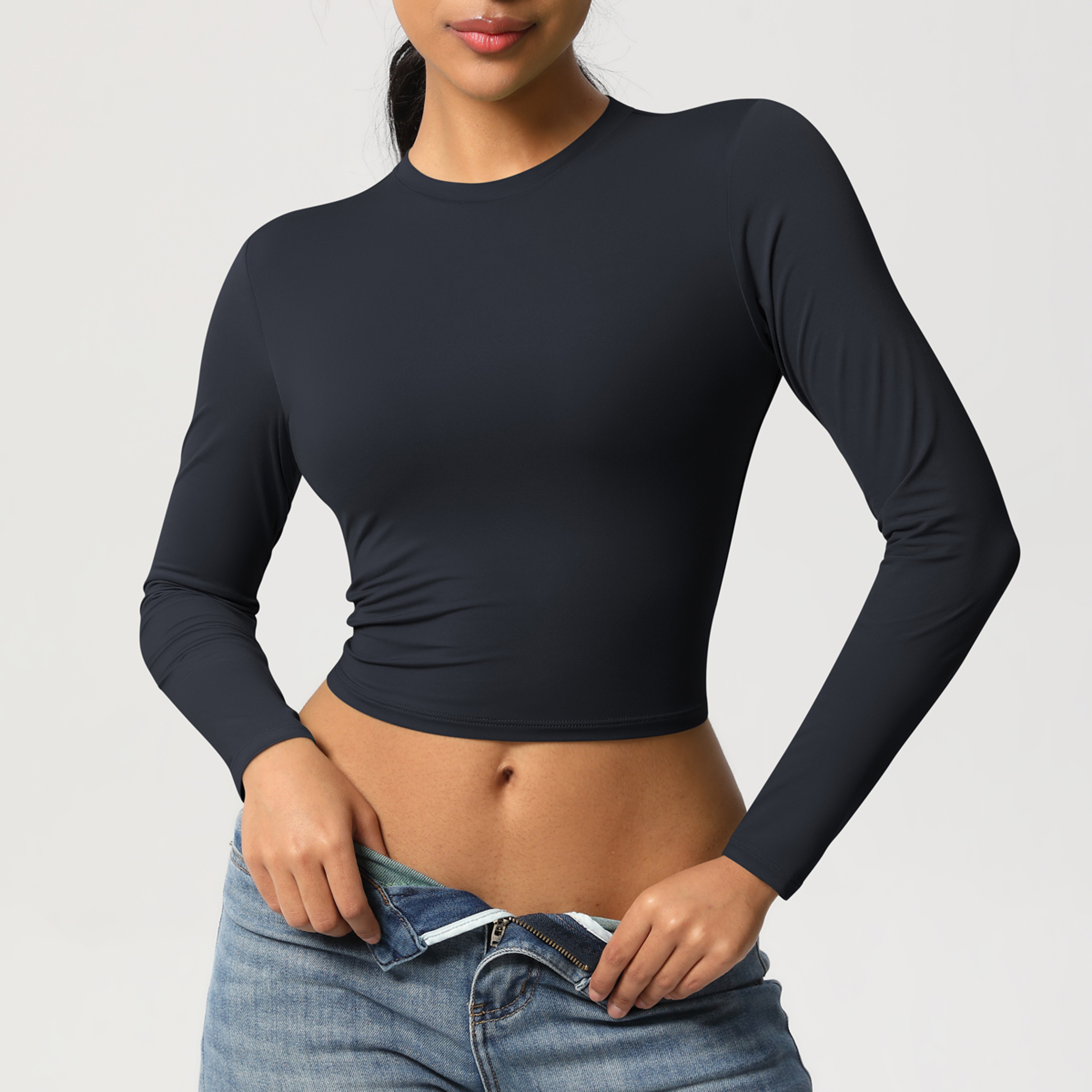 Womens Yoga Top Long Sleeve Workout Shirt Breathable Moisture Wicking Activewear 2