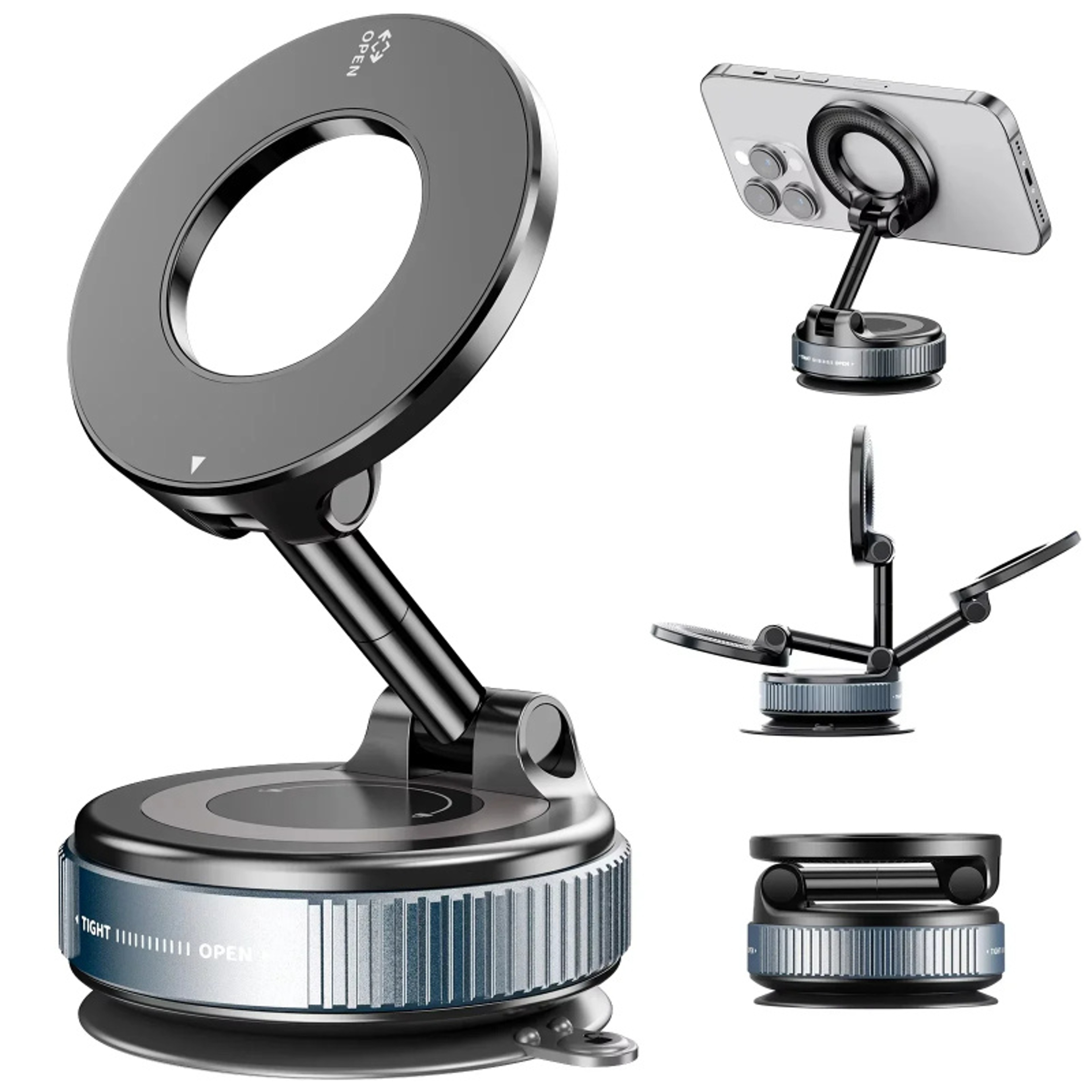 Magnetic Phone Holder For Car Dashboard 360 Rotating Vacuum Suction Car Phone Mount 0