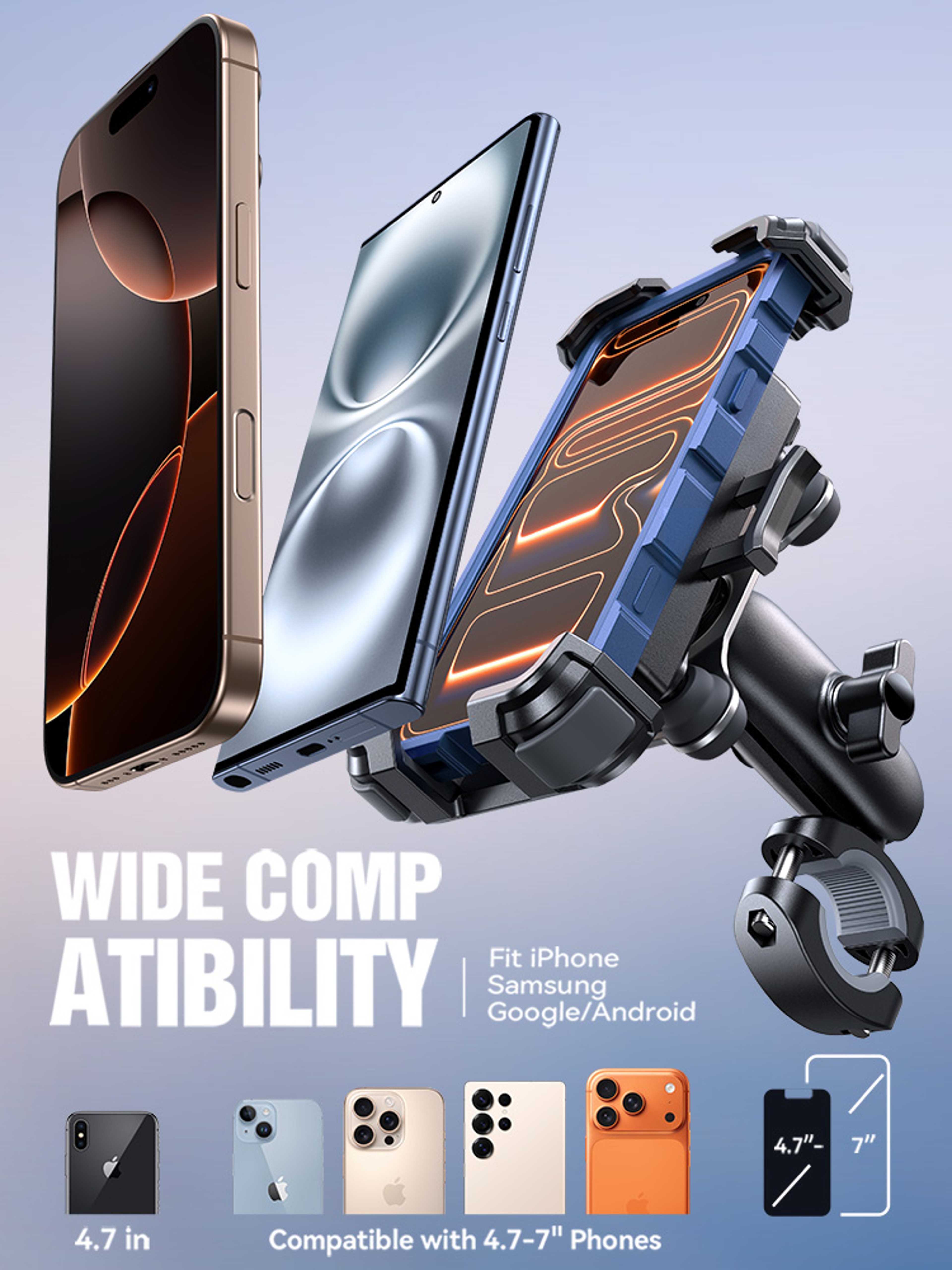 Universal Motorcycle Phone Holder With Vibration Dampener Secure Bike Phone Mount For Bikes  Scoote 4