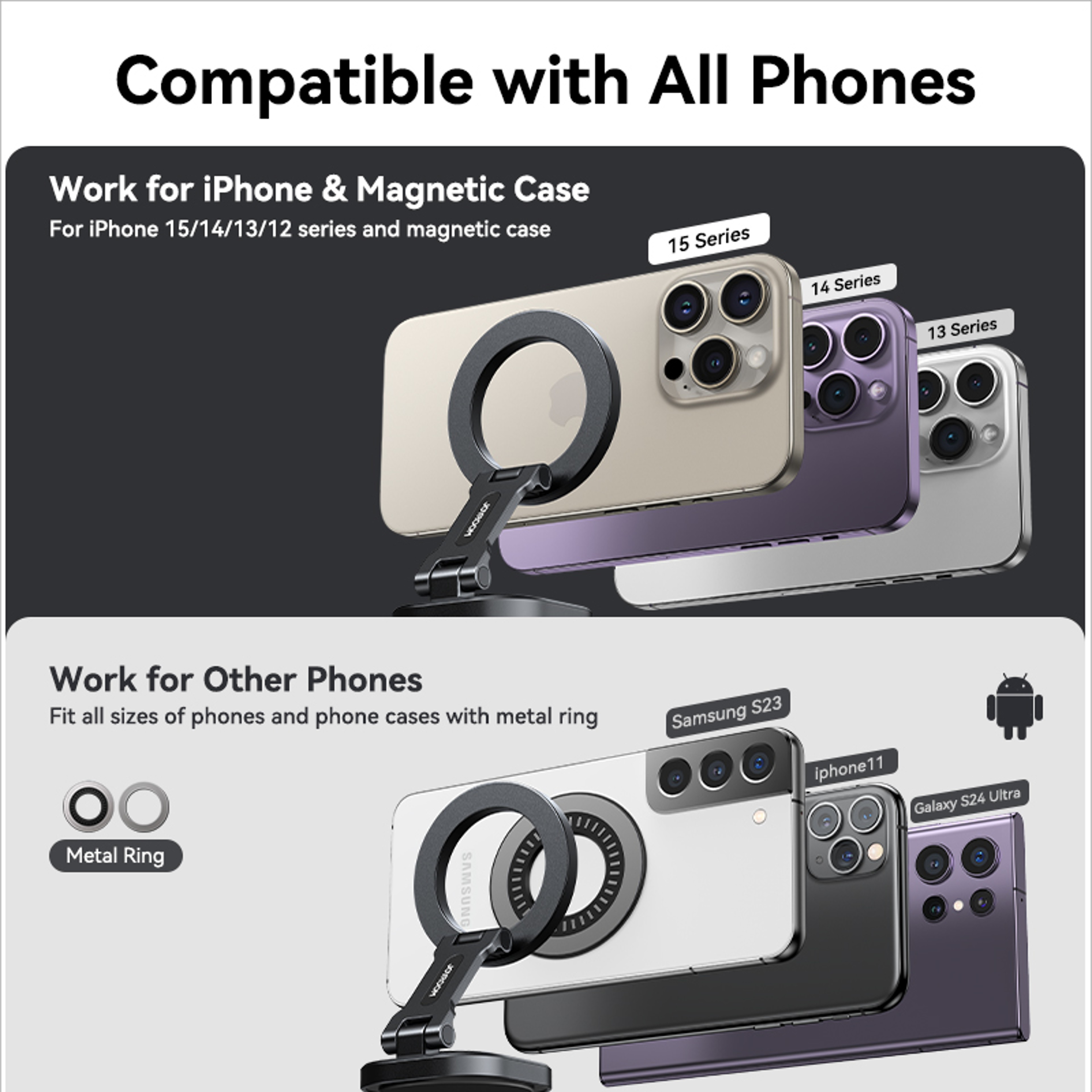 Strong Magnetic Car Phone Holder Metal Dashboard  Air Vent Mount For IPhone And Samsung 6