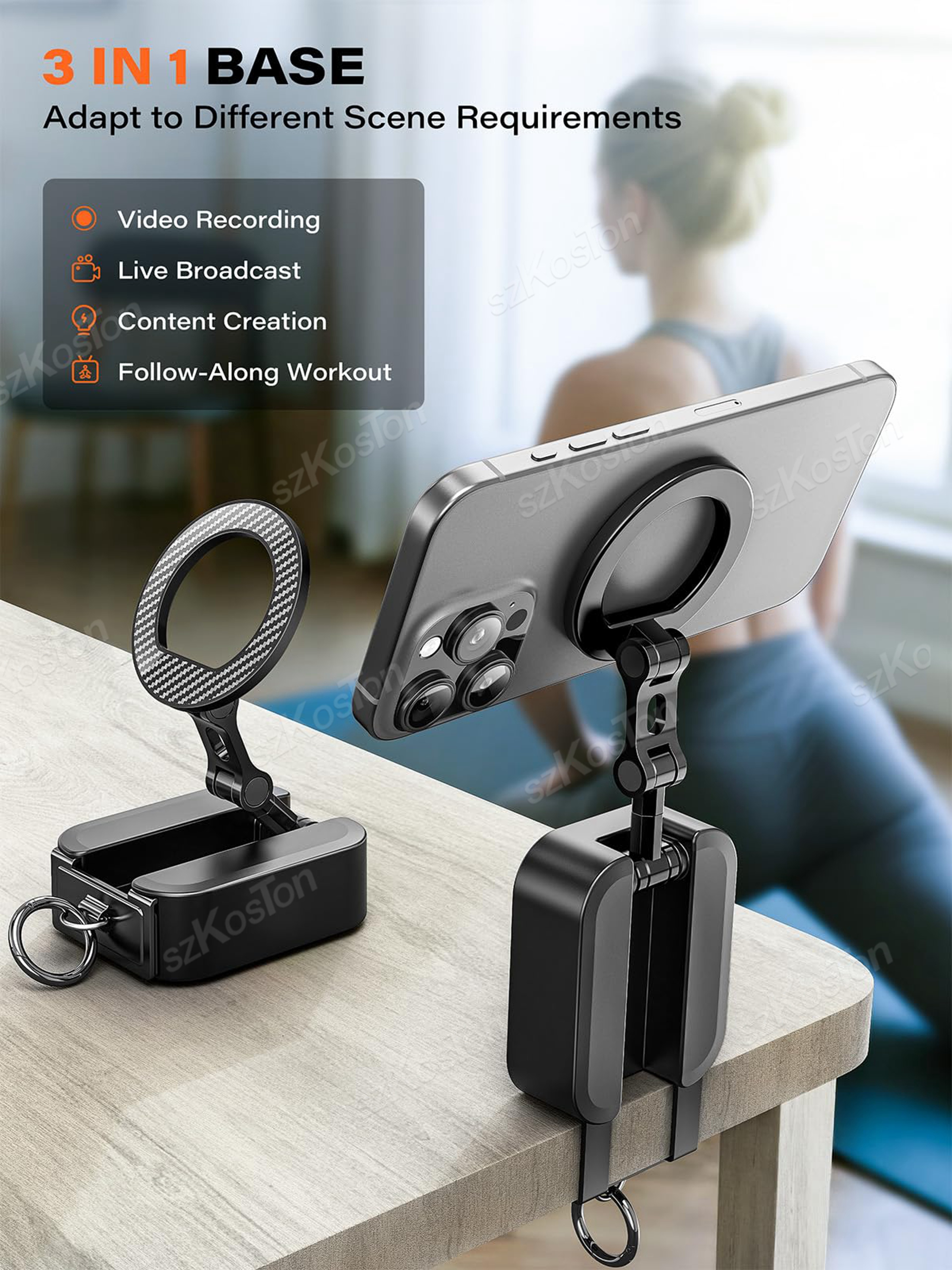 Magnetic Phone Holder With Tray Table Phone Mount  Universal Clamp 2