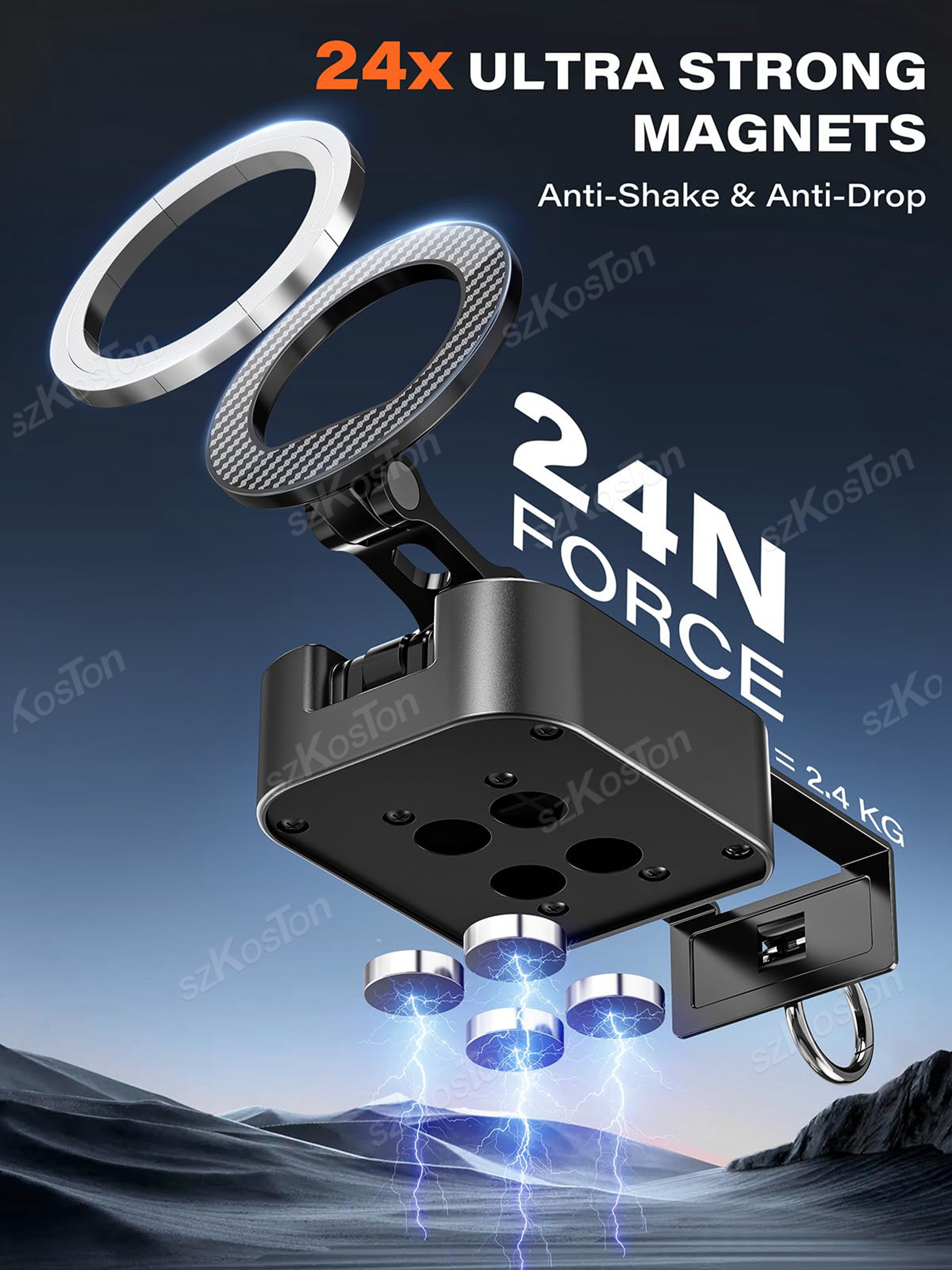 Magnetic Phone Holder With Tray Table Phone Mount  Universal Clamp 5