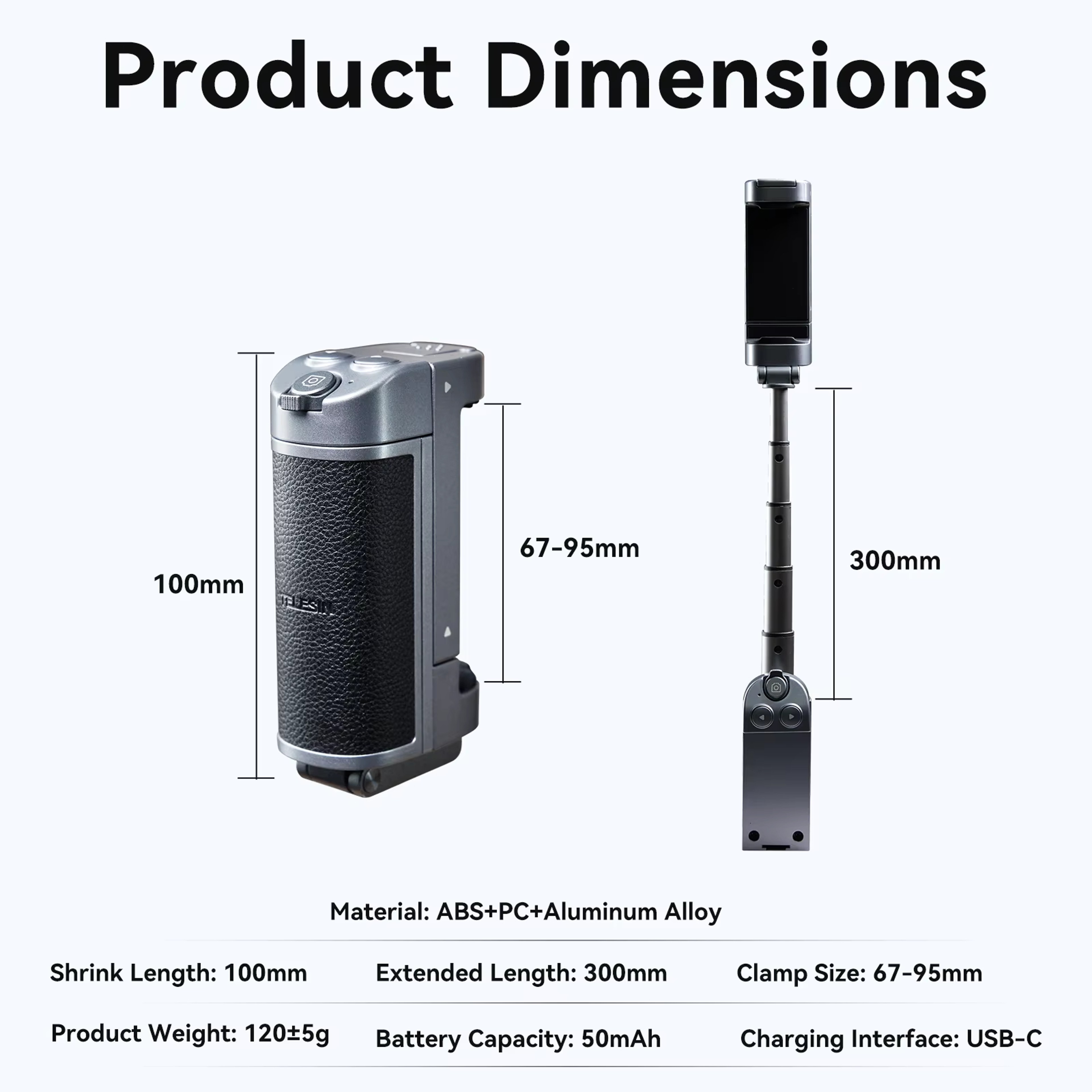 Phone Camera Grip With Bluetooth Selfie Stick  Tripod Stand For IPhone  Android Vlogging 3