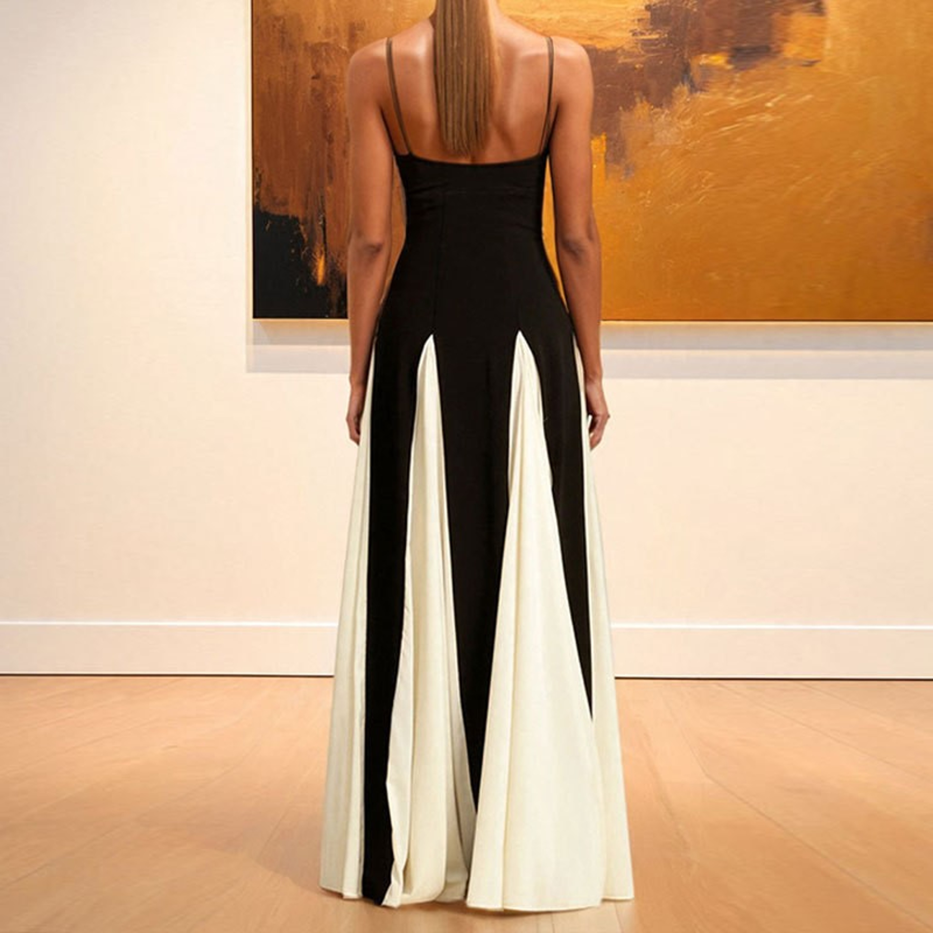 Elegant Backless Maxi Dress For Women  Sleeveless Summer High Waist Pleated Hem Vacation Dress 5