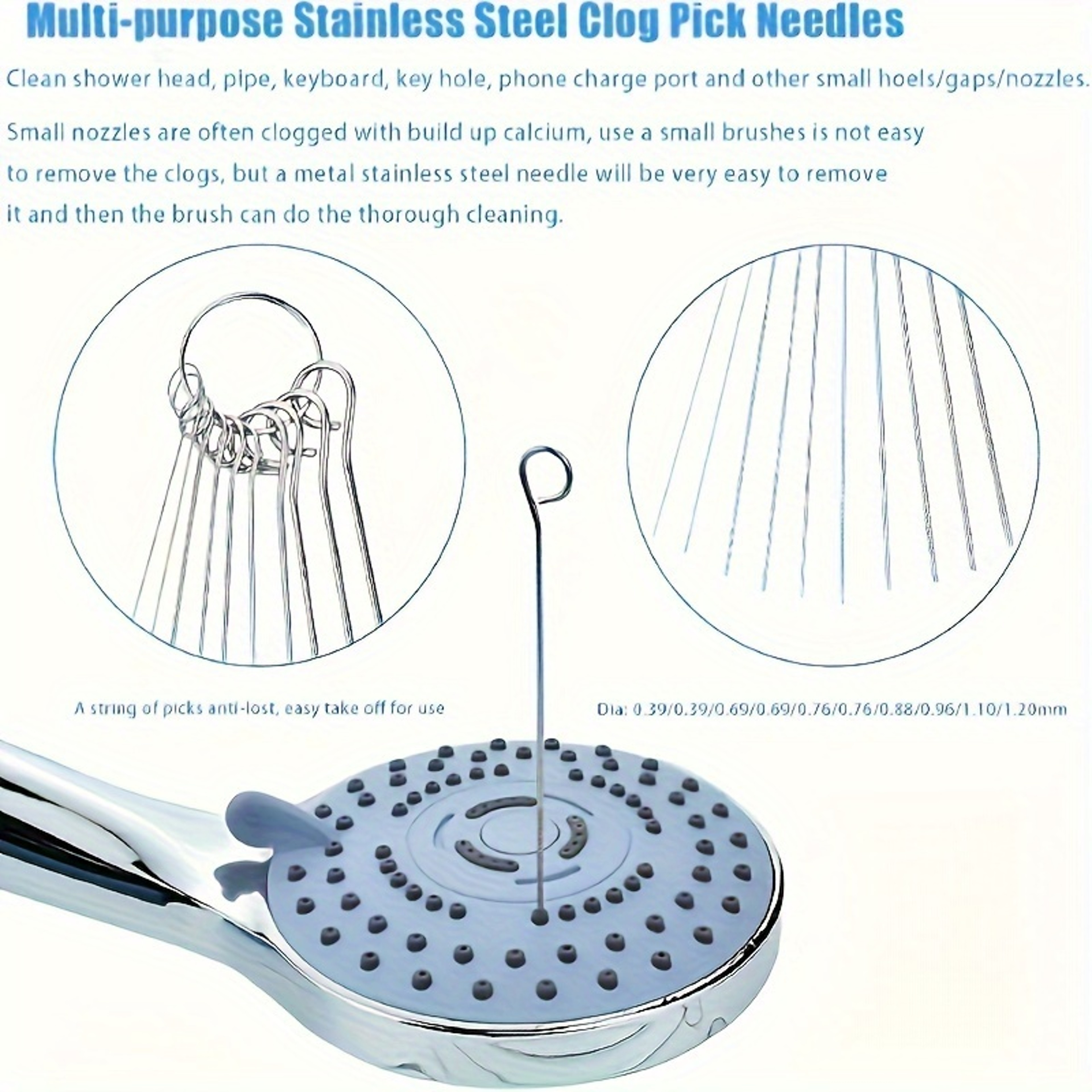 Shower Head Cleaning Brush Set With Stainless Steel Needles For Shower Nozzle Deep Cleaning 1