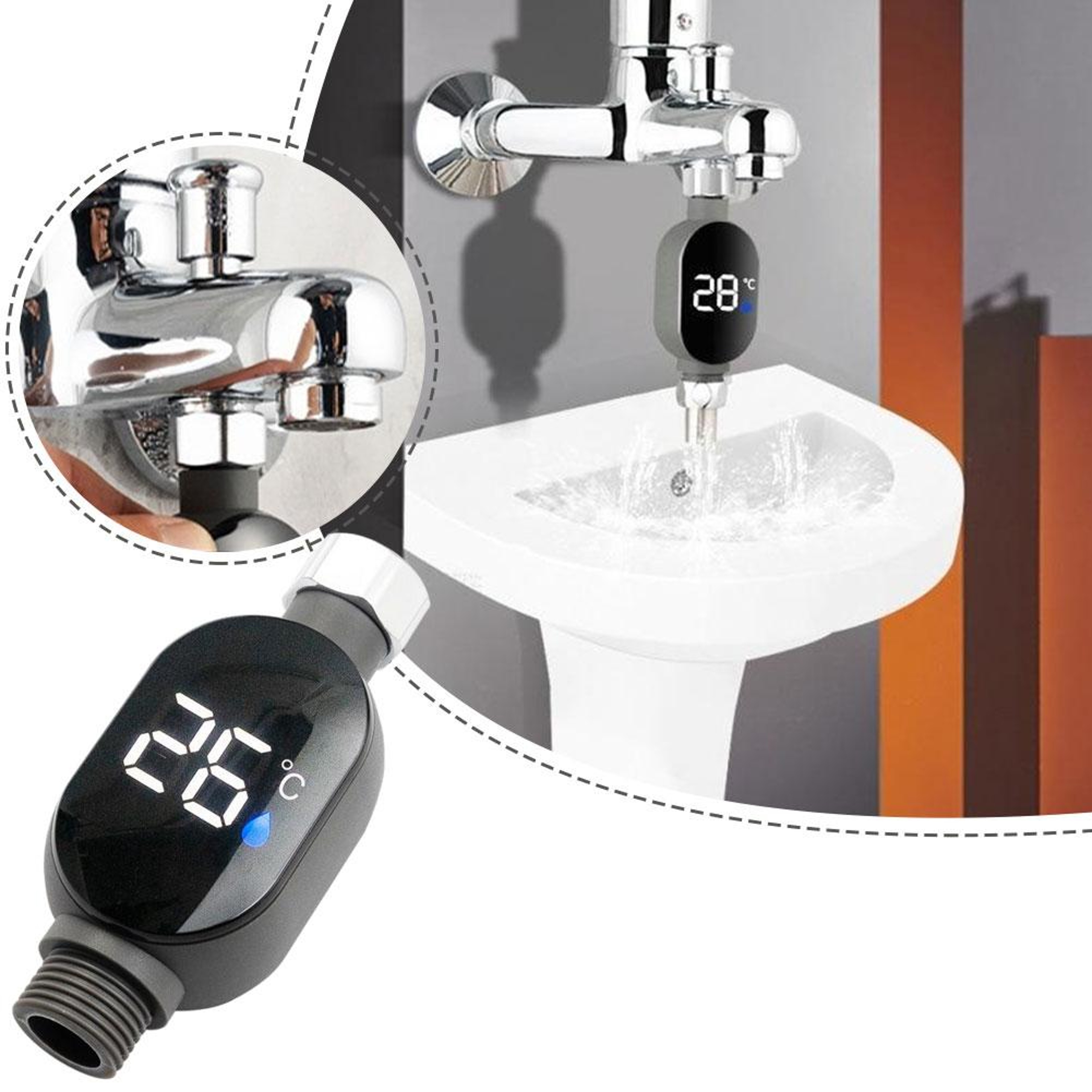 Smart Shower Water Thermometer With LED Digital Display  Touch Activation For Safe Bathing 2