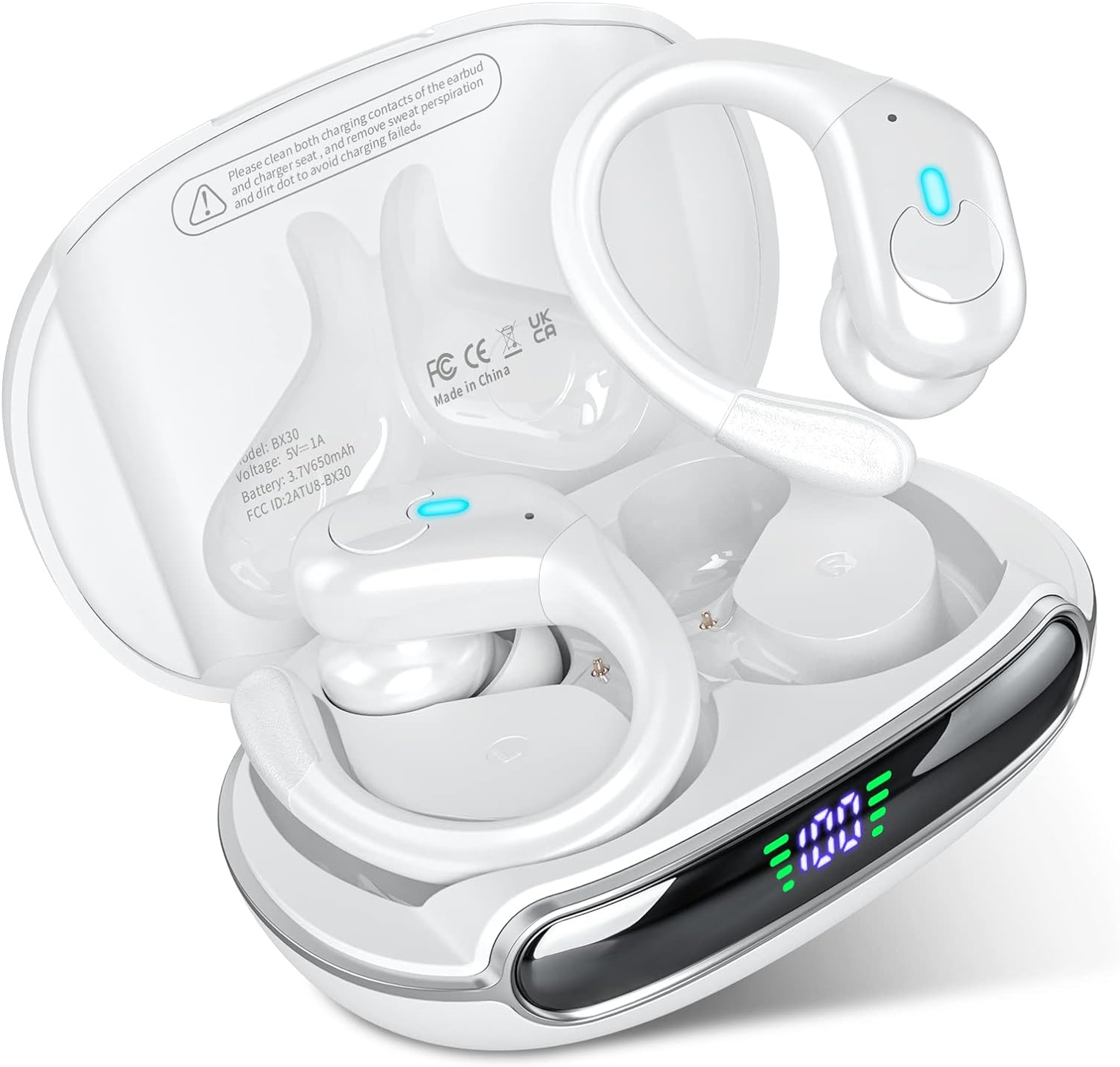 Bluetooth Headphones True Wireless Earbuds With ENC Mic LED Display  60H Playtime 1