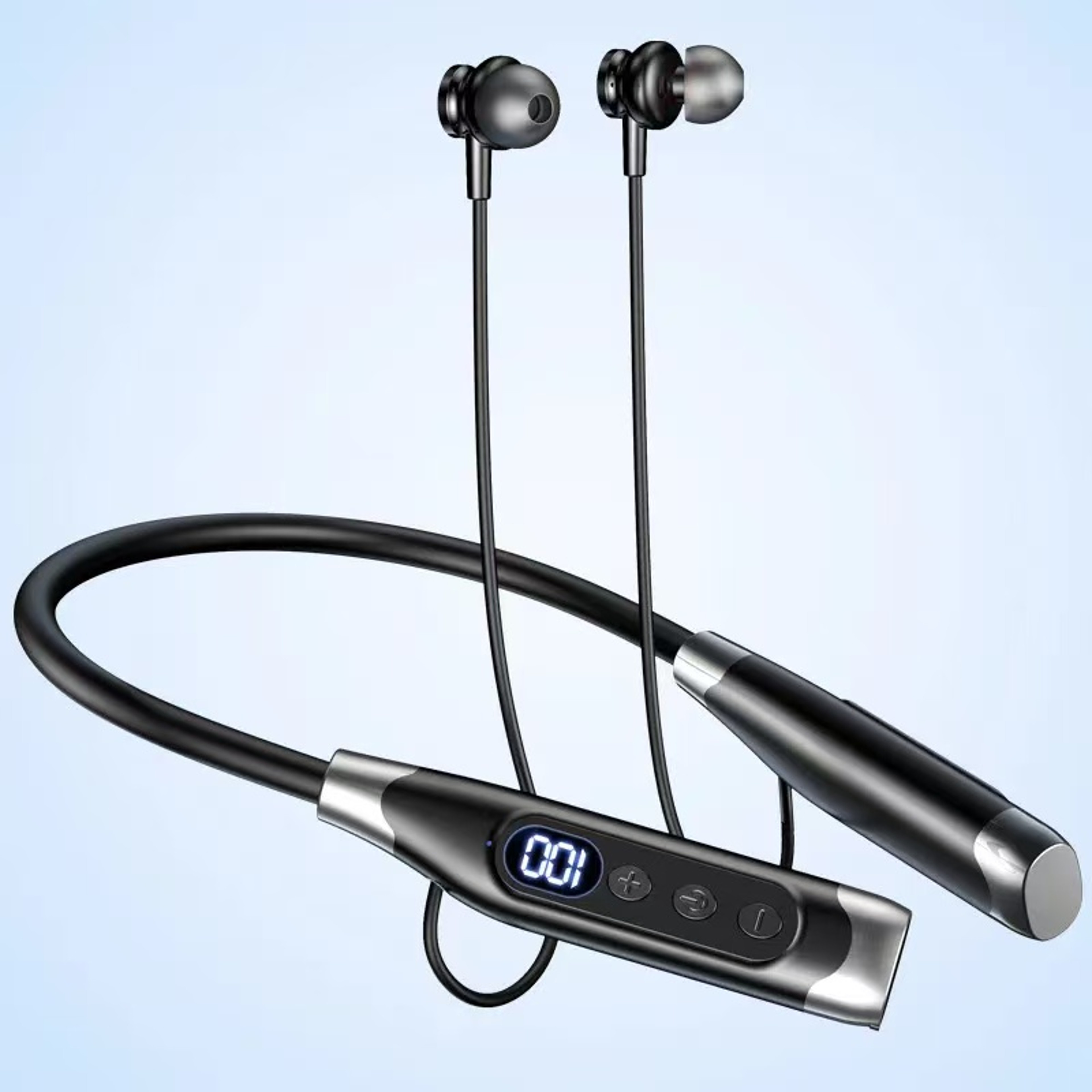 Bluetooth Neckband Headphones With LED Display  Magnetic Wireless Earbuds 2