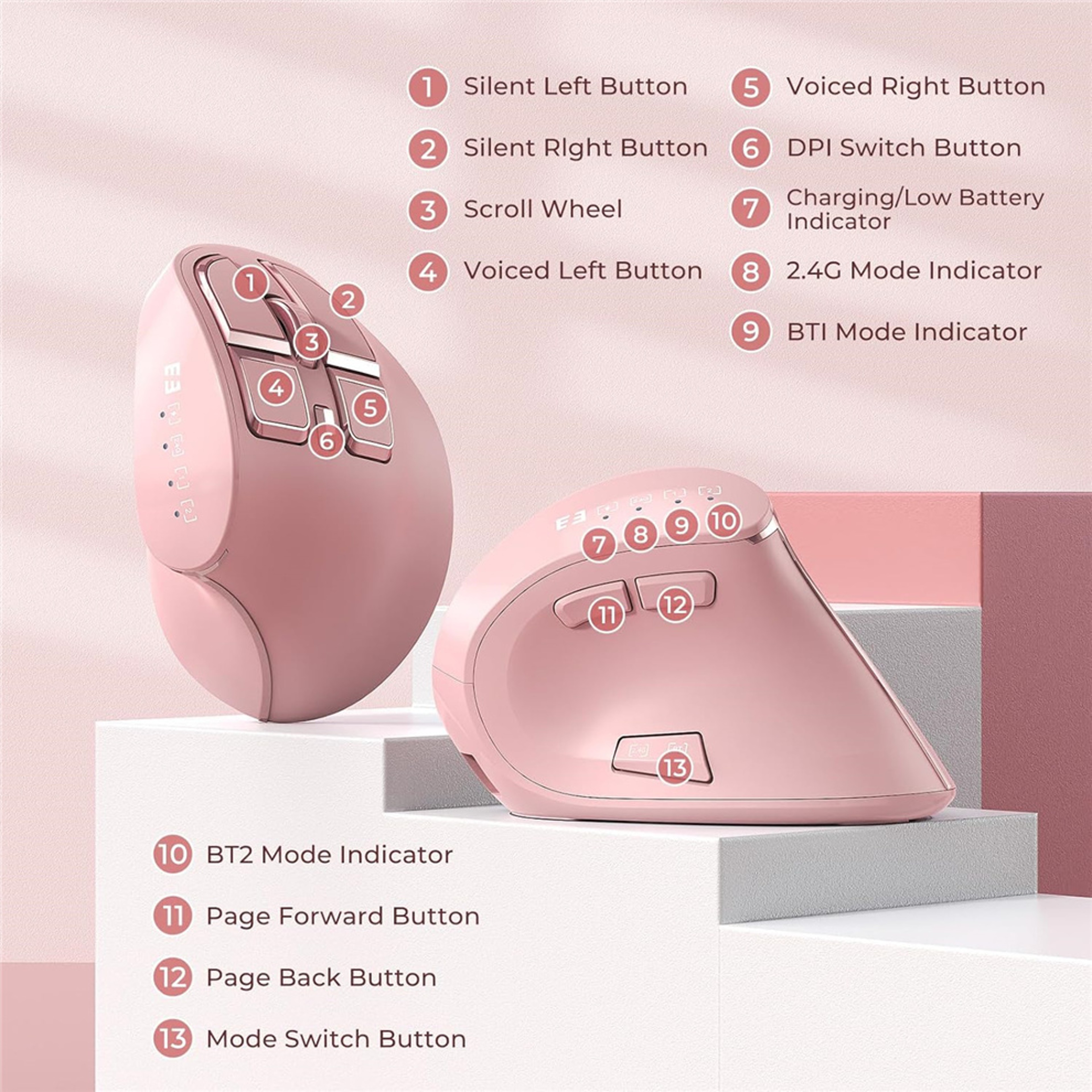 Vertical Wireless Mouse Rechargeable Bluetooth Ergonomic Mouse For Laptop IPad  PC 3