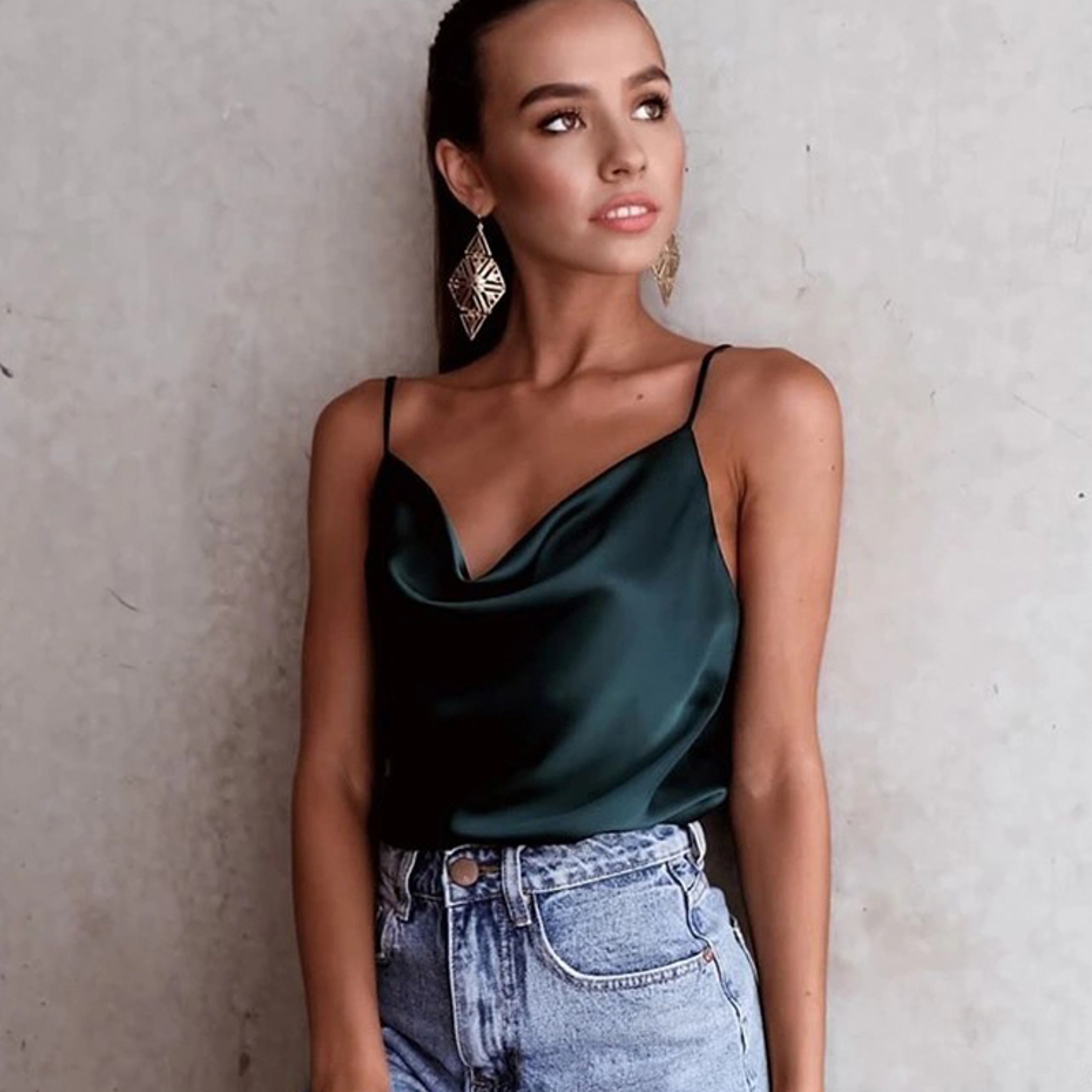 Silky Satin Camisole For Women Spaghetti Strap Summer Tank Top 7
