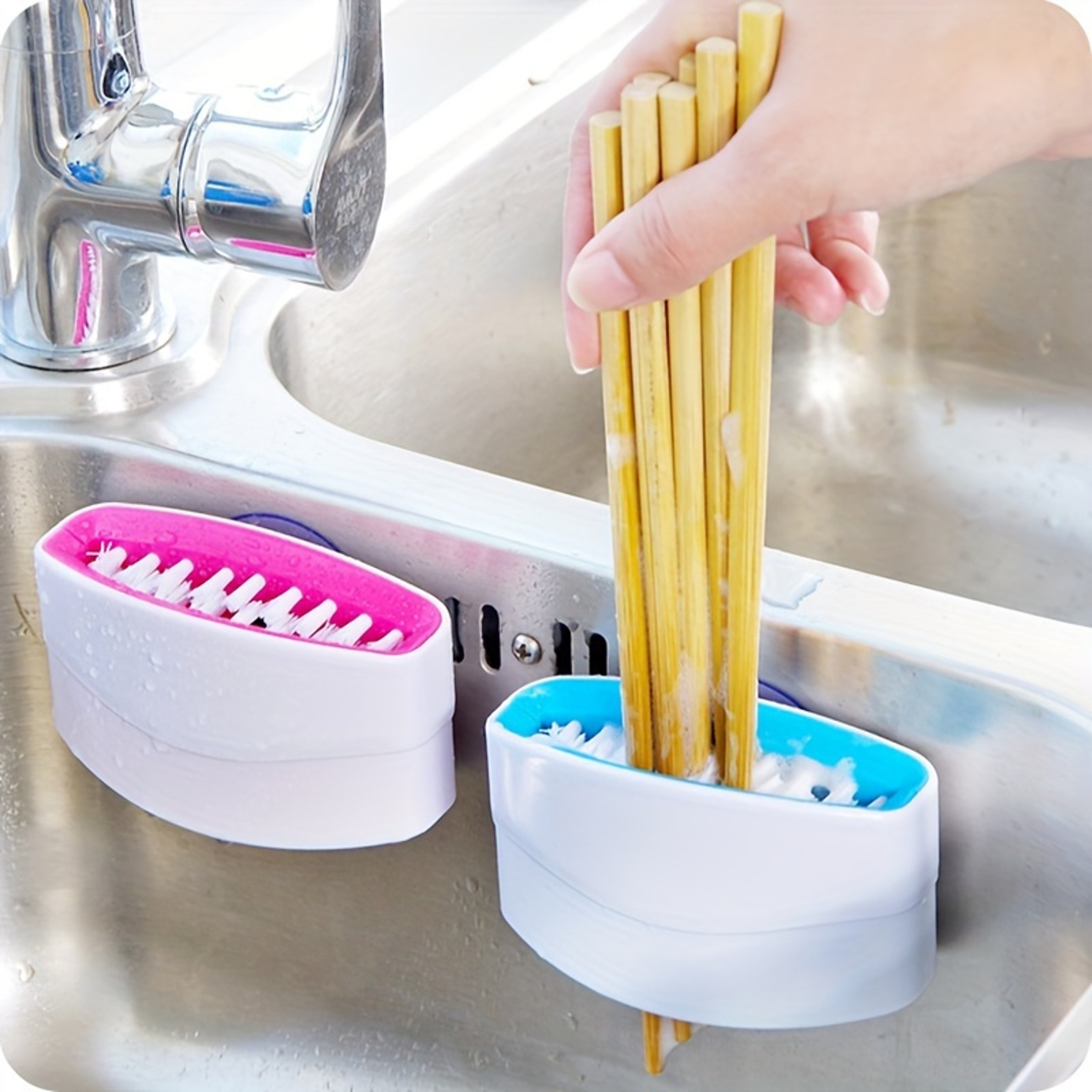 Premium Cutlery Cleaning Brush With Strong Suction Cup For Knives Forks  Spoons 4