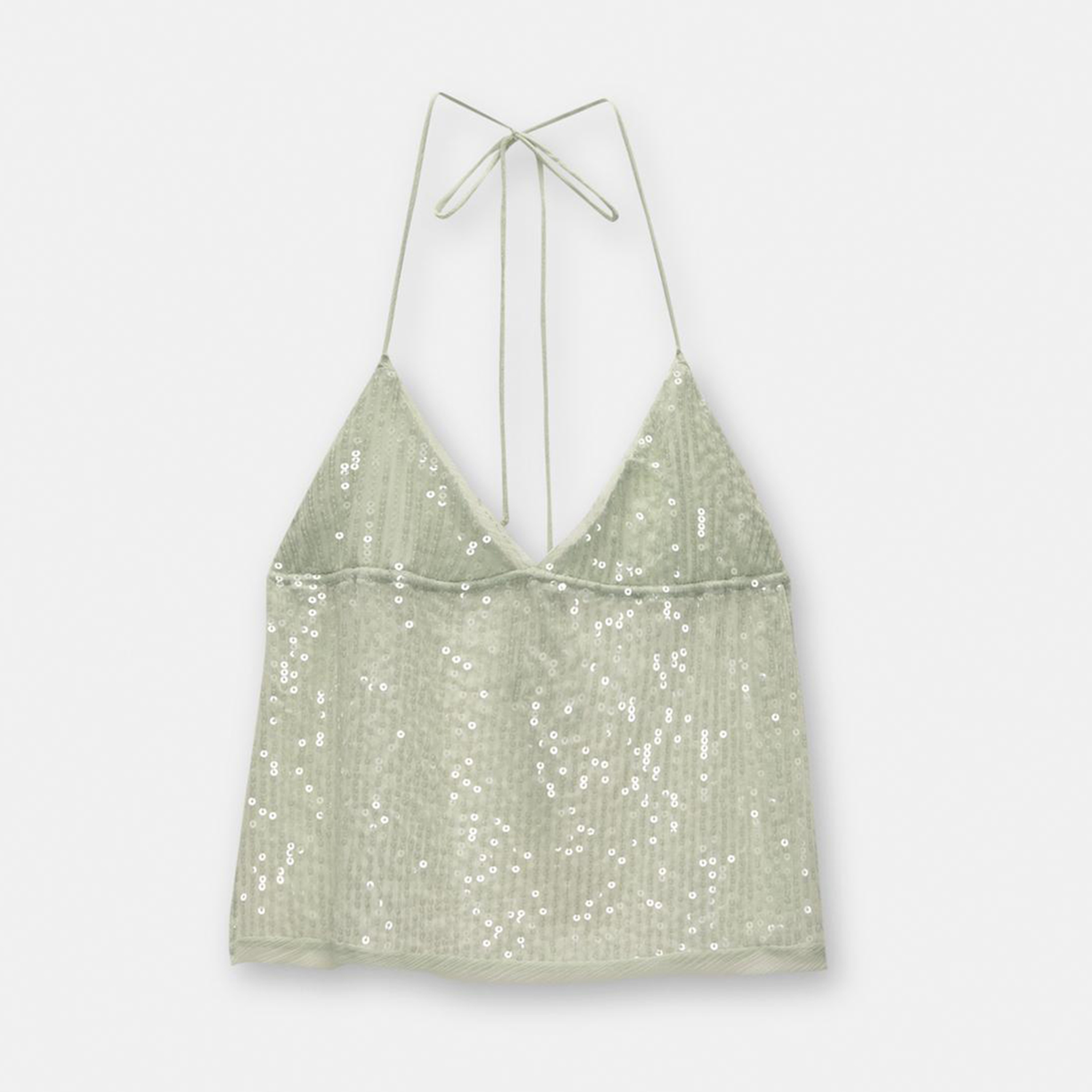 Sparkle Luxe Sequin Halter Top Backless Deep V Glitter Party Crop Camisole 2
