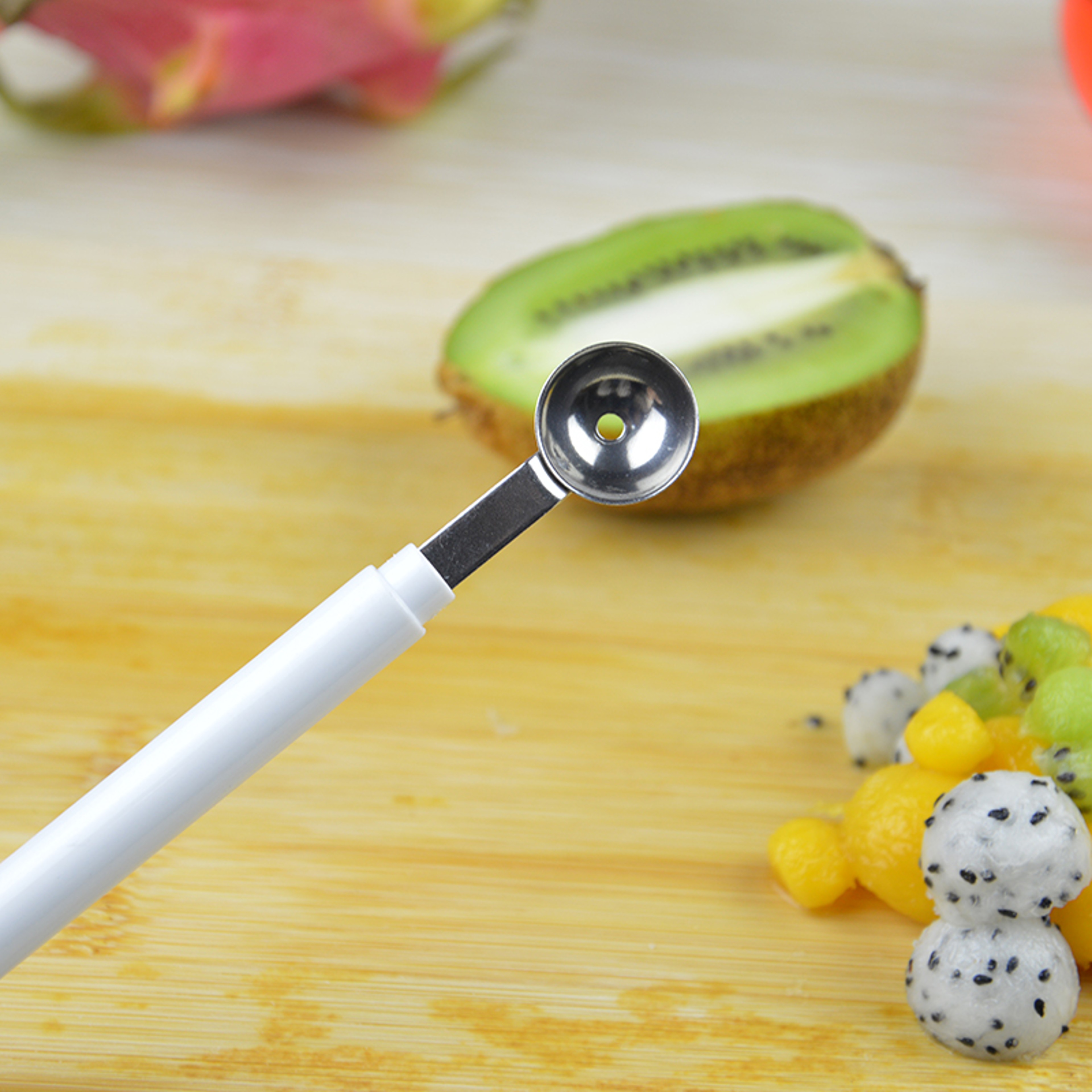 Stainless Steel Melon Baller  Fruit Scoop DoubleEnded Ice Cream Scoop Spoon 2