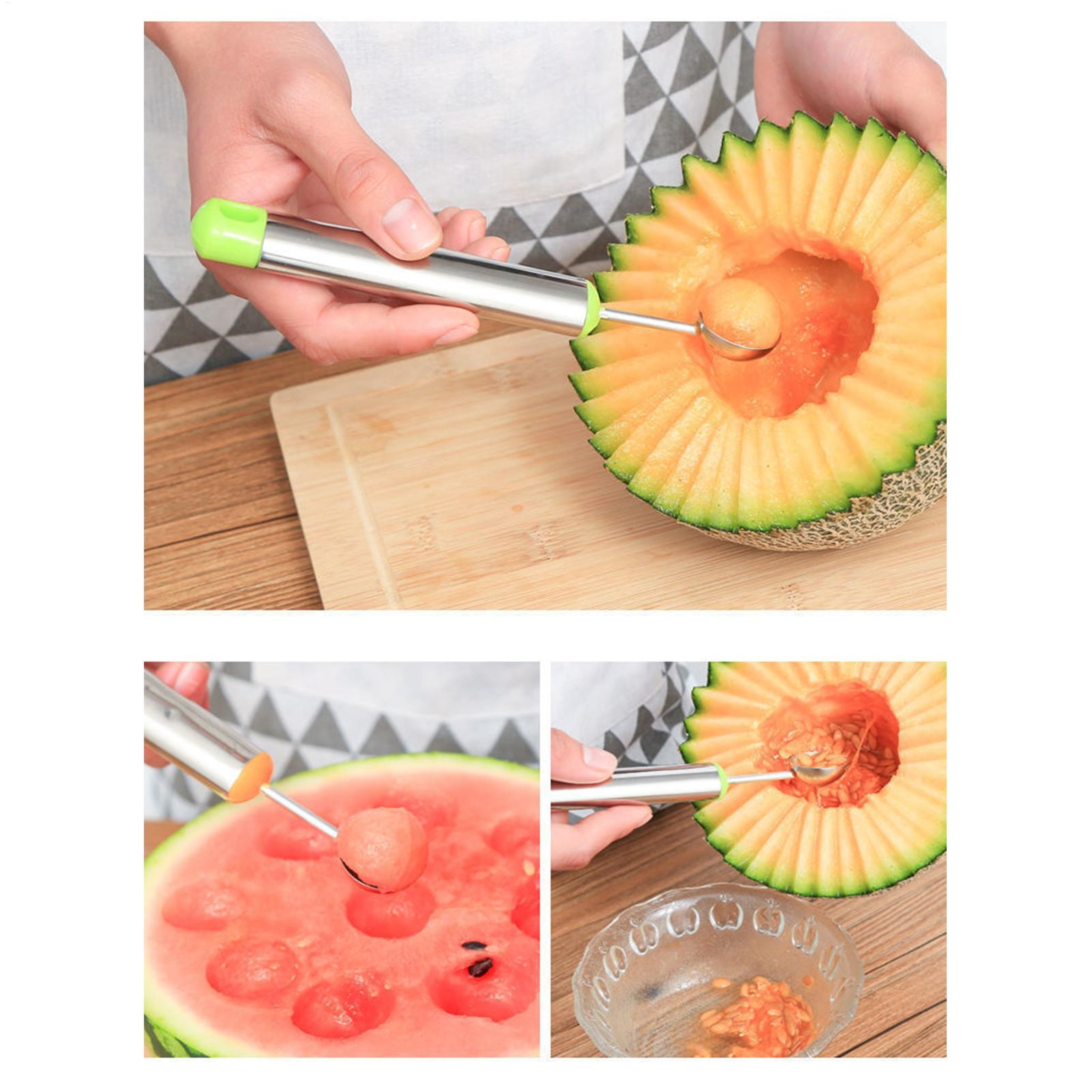 Stainless Steel Watermelon Scoop  Fruit Baller Spoon For Melon Ice Cream  Sorbet 2
