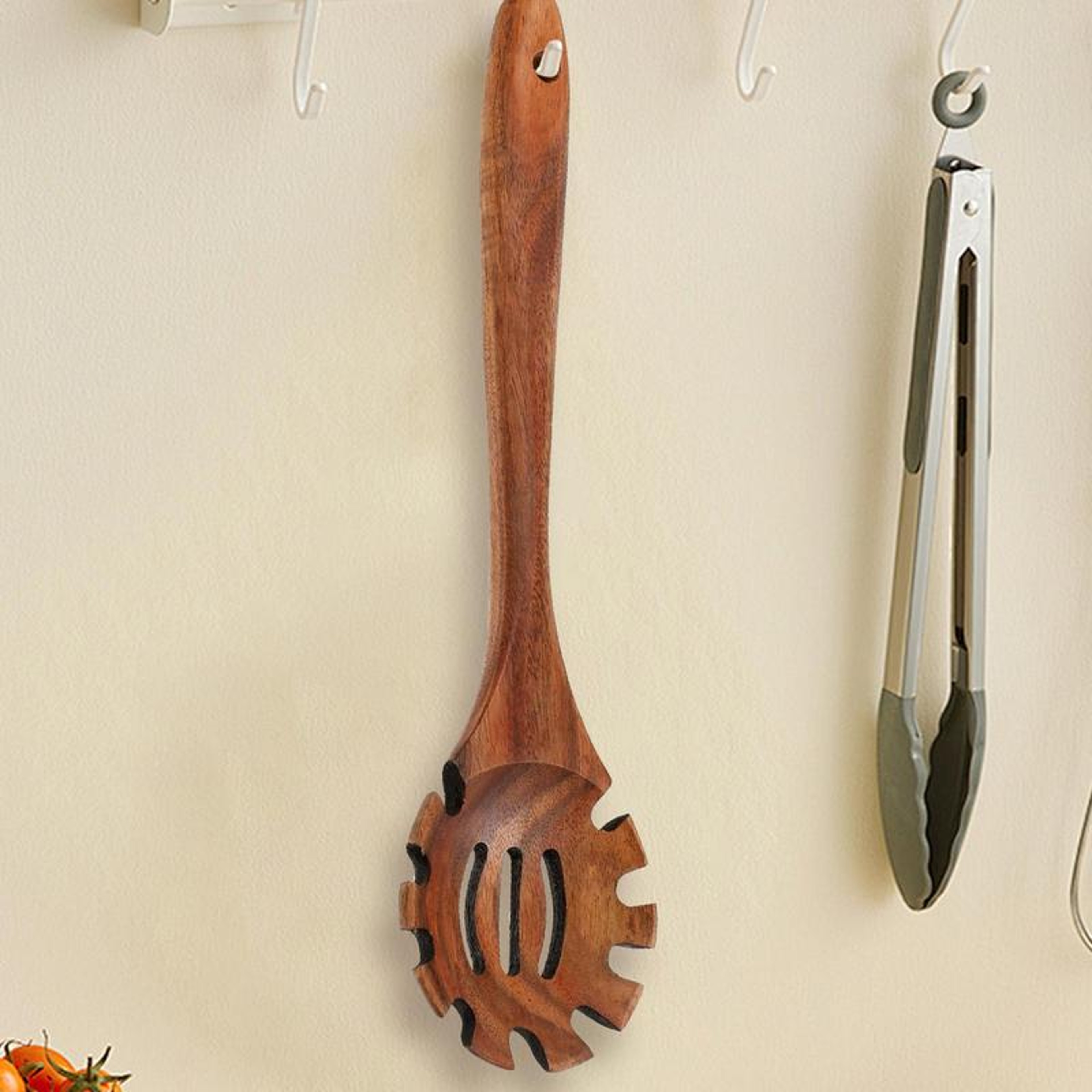 Wood Pasta Spoon Long Handle Wooden Cooking Spoon for Noodles, Soup & Pasta Serving – view 4