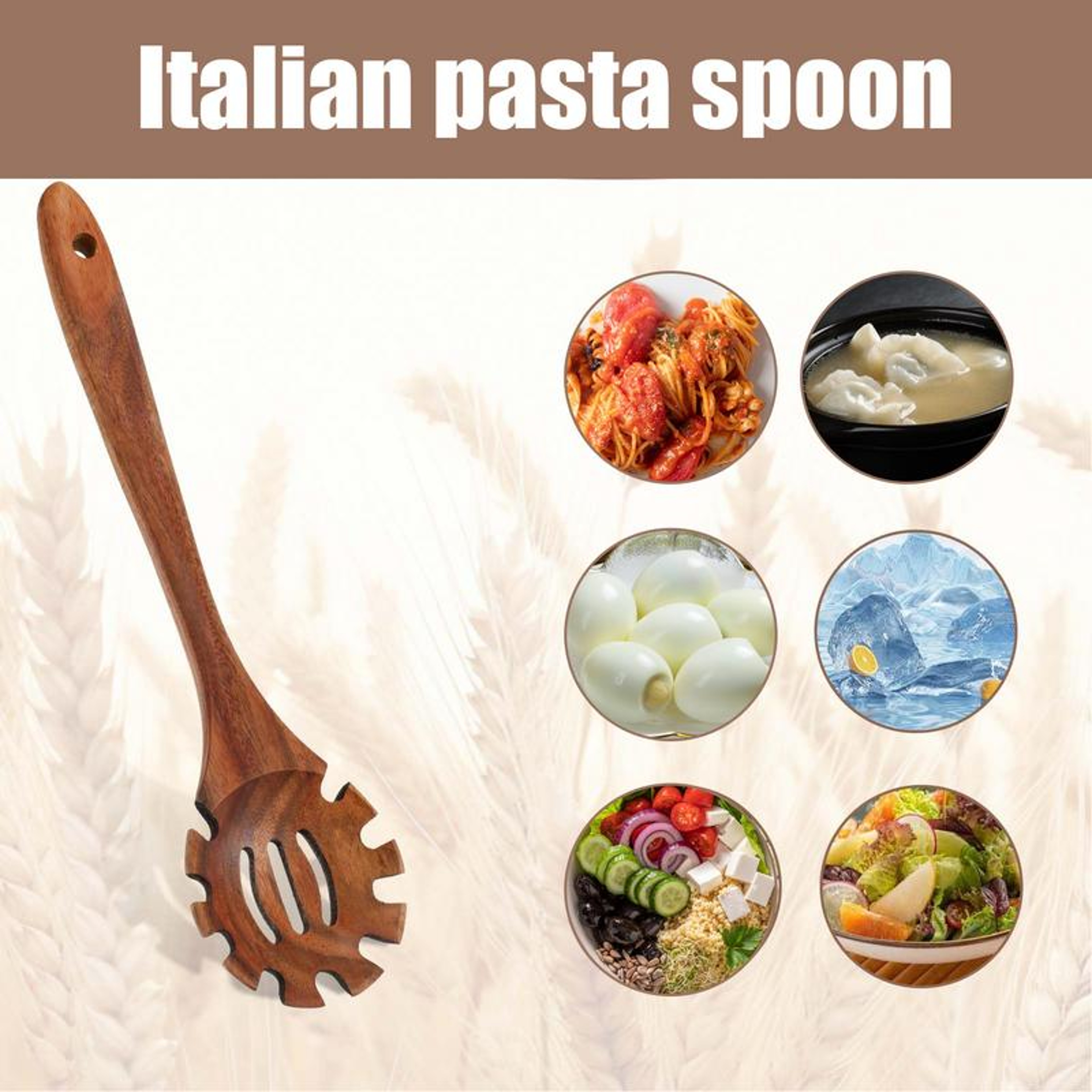 Wood Pasta Spoon Long Handle Wooden Cooking Spoon for Noodles, Soup & Pasta Serving – view 6