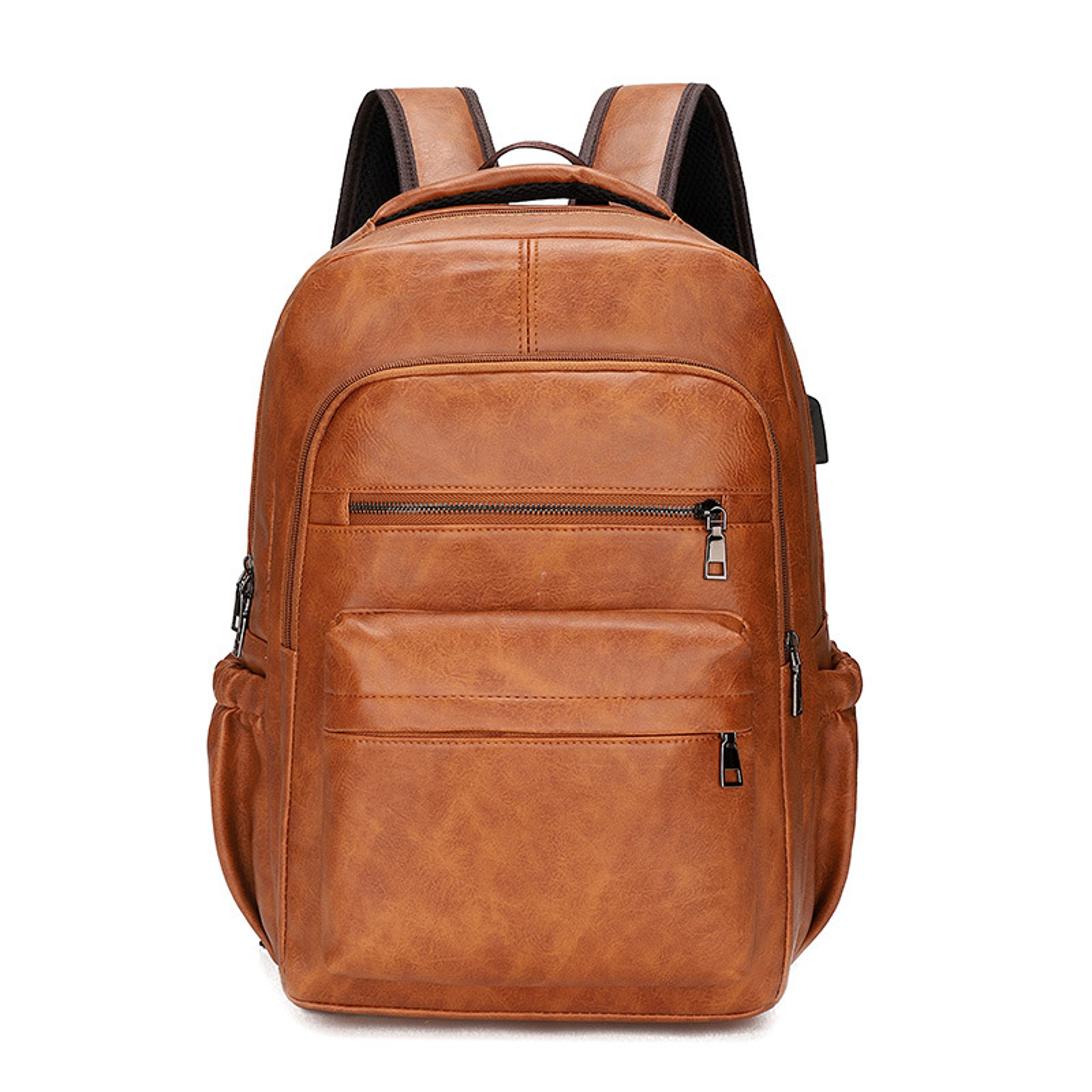 Laptop Backpack With USB Charging Back To School Backpack PU Leather Business Travel Bag 3