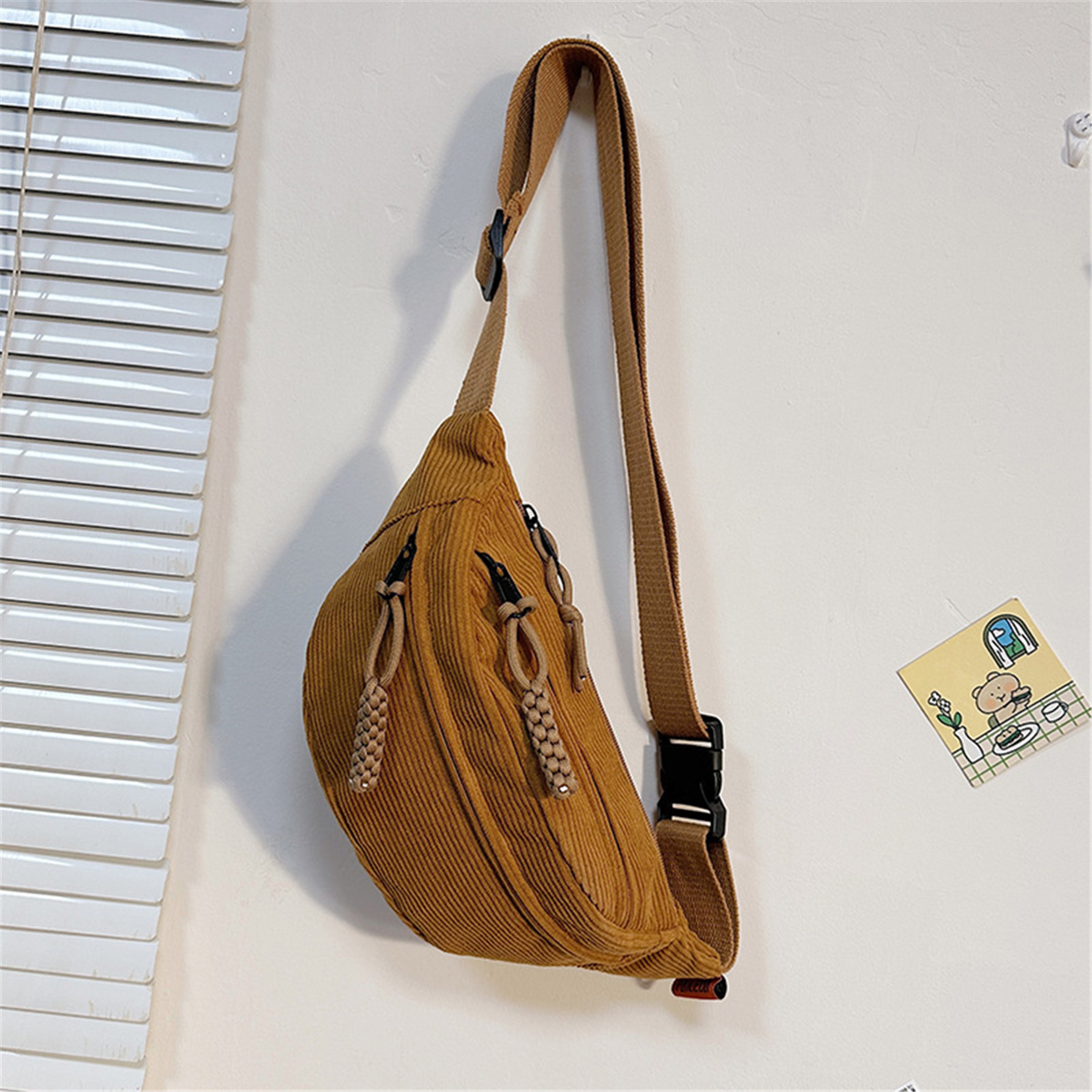 Corduroy Belt Bag For Women Casual Crossbody Fanny Pack Adjustable Chest  Waist Bag 2